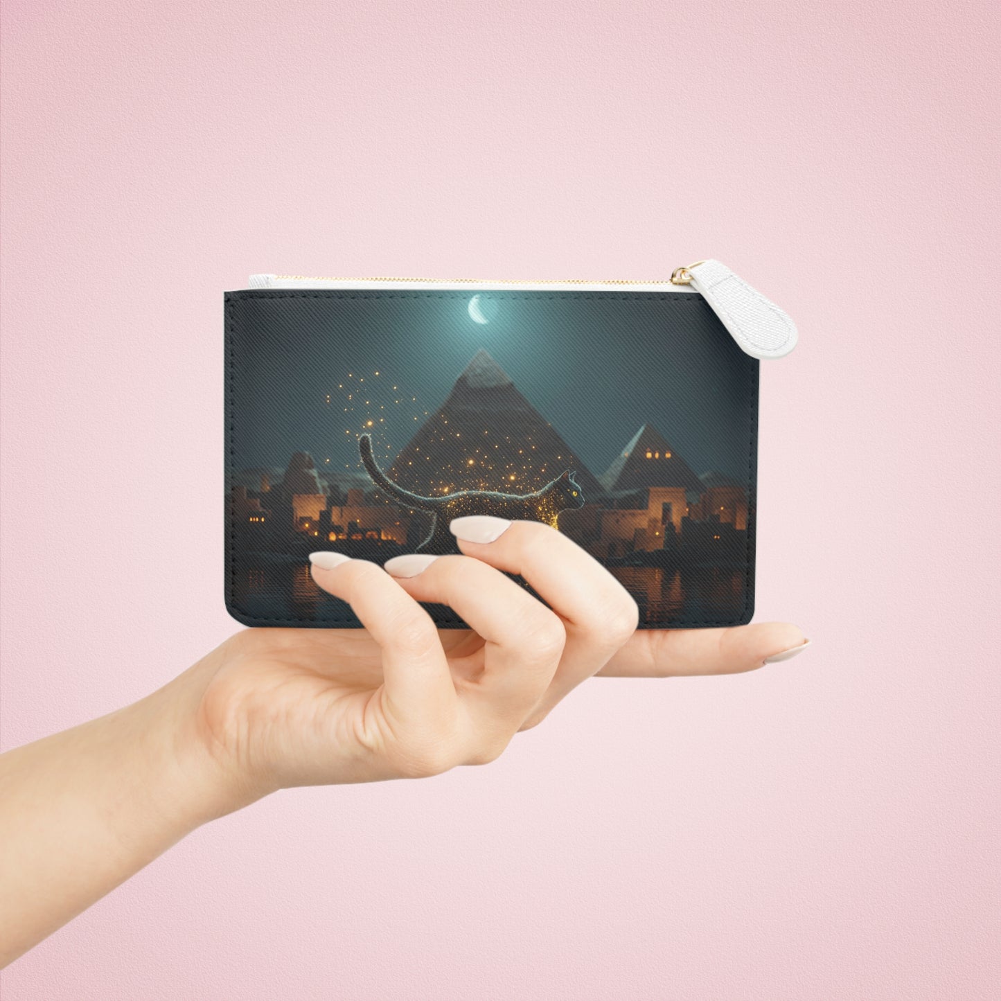 Starlit Cat Mini Clutch Bag – Ancient Nile Dreamscape