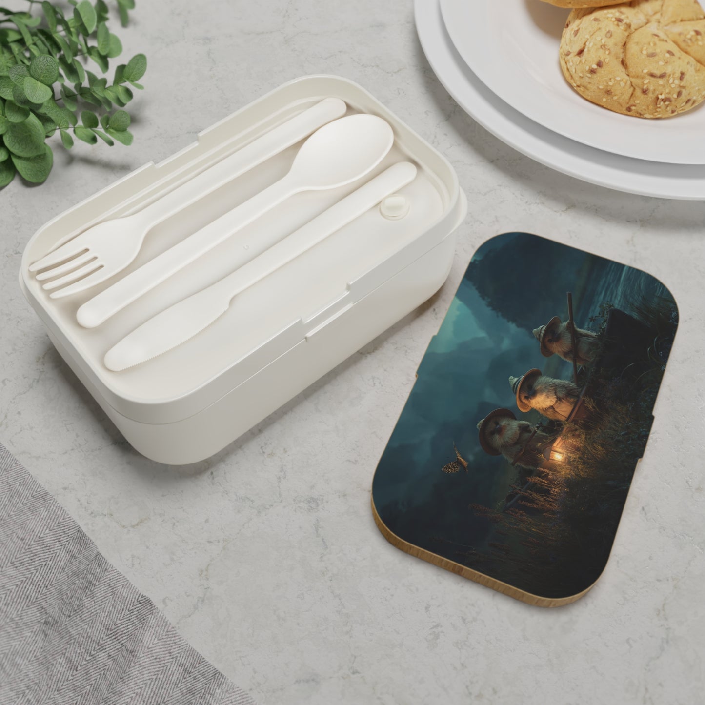 Three Hedgehog River Pilots Bento Lunch Box – Twilight Voyage with Lantern Light