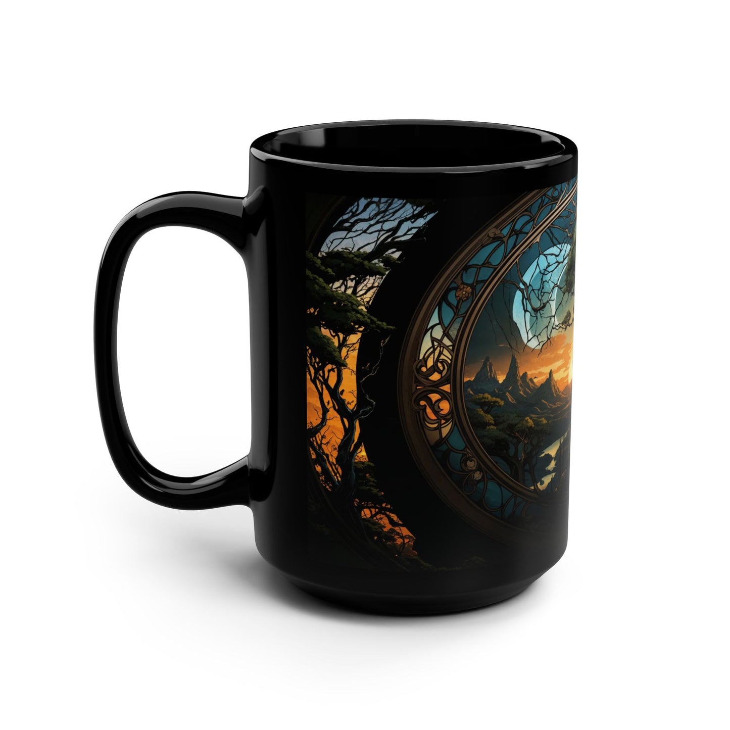 Ancient Tree Sunset Vista Mug - Fantasy Art Print