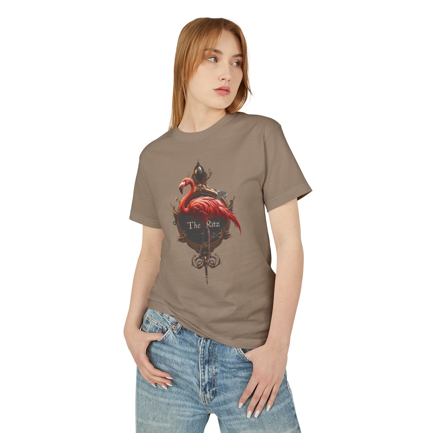 The Ritz Flamingo Ornate Crest Tee – Gilded Bird Sentinel Graphic T-Shirt