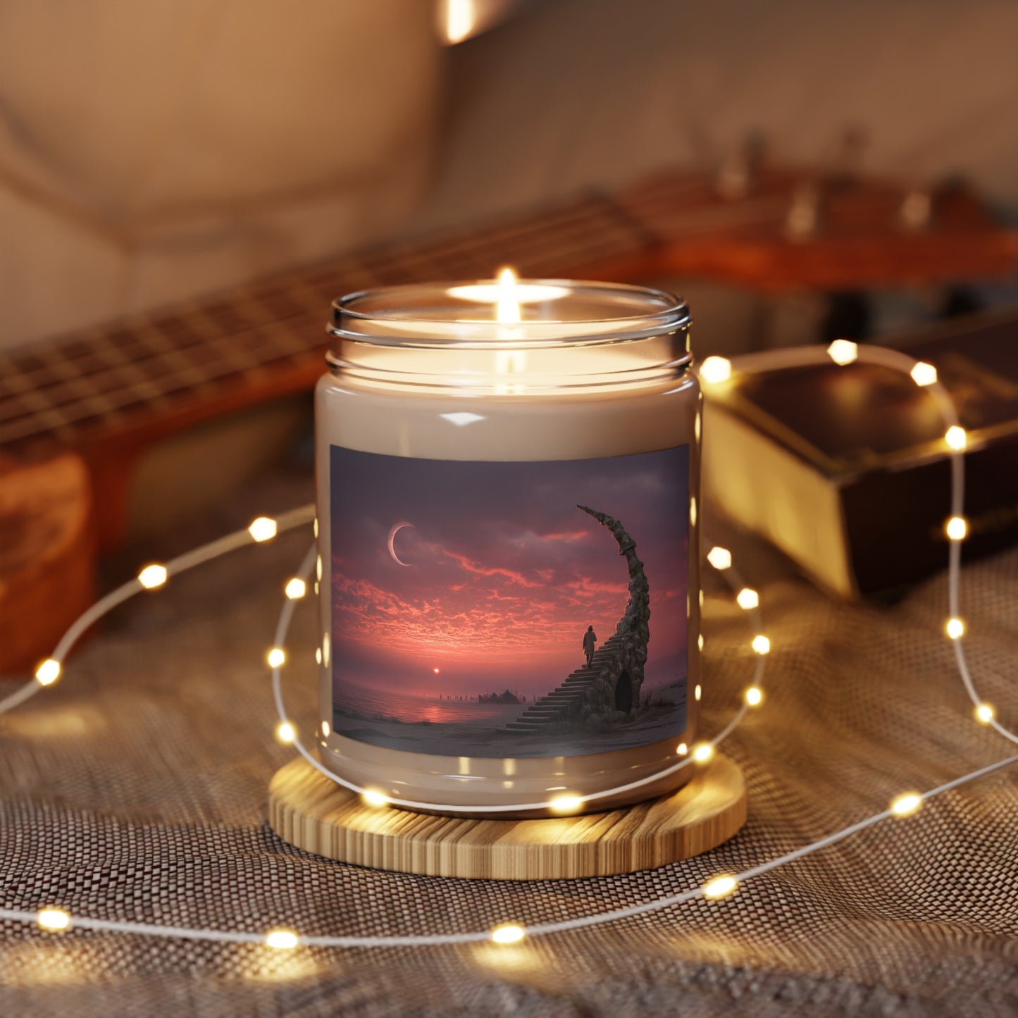 Crescent Stairway Scented Soy Candles with White Lid, 9oz – Twilight’s Whispering Ascent