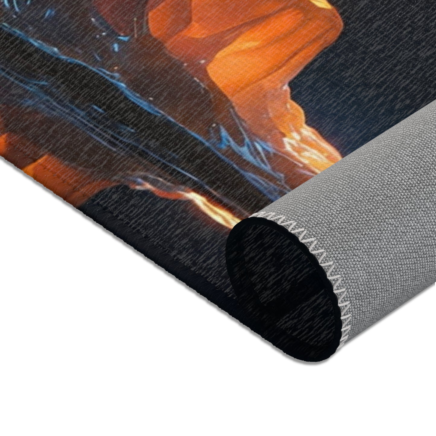 Luminous Candle Mountain Rug – Warm Glow Against Midnight Depths