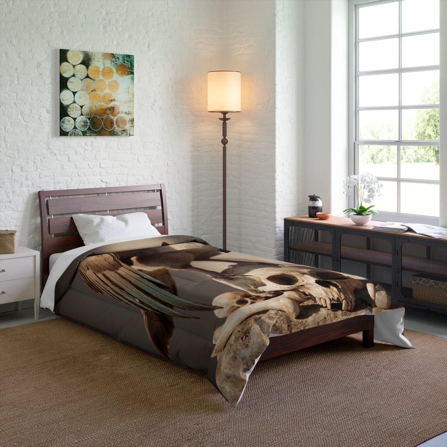 Winged Siamese Cat Comforter – Sunlit Sentinel of Ancient Stones