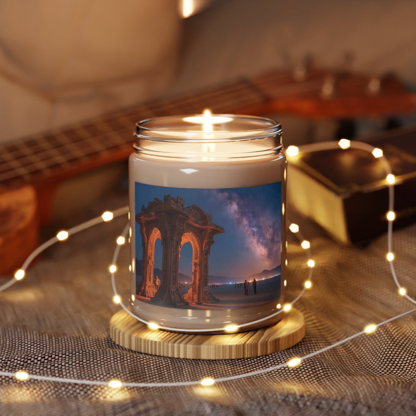 Celestial Gateway Scented Soy Candles with White Lid, 9oz – Warm Light Under the Milky Way