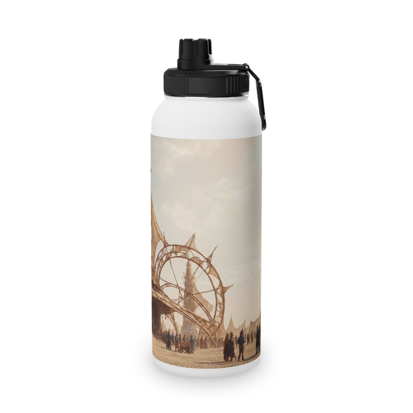 Desert Sky Cathedral Stainless Steel Water Bottle, Sports Lid – Sunlit Aetherium Oasis