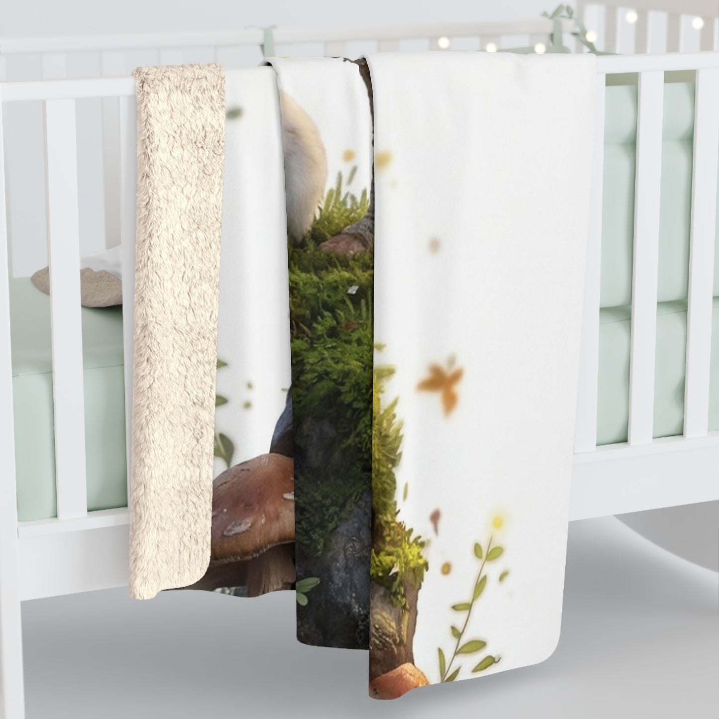 Forest Guardian Sherpa Fleece Blanket – Whimsical Child with Deer Antlers and Glowing Eyes