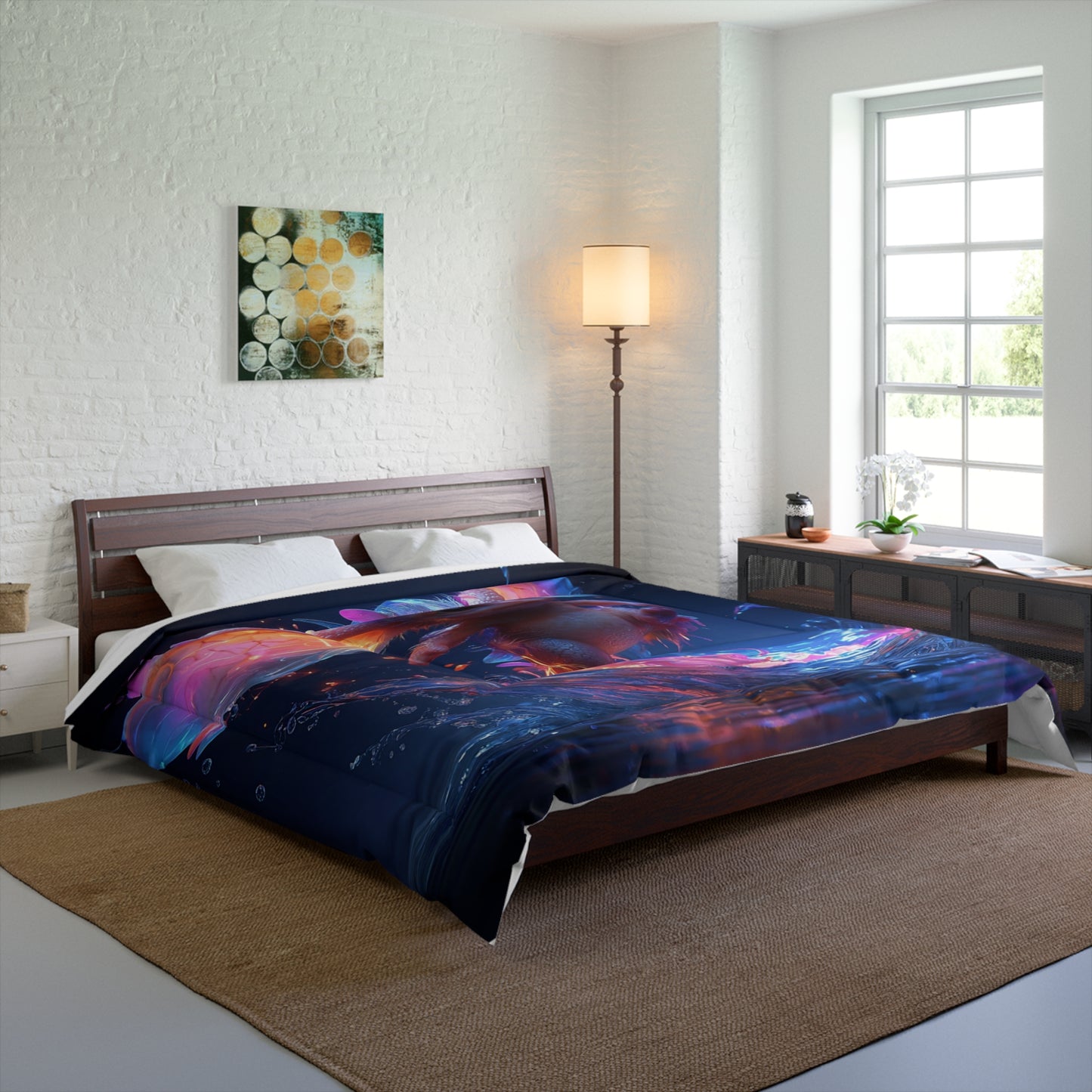 Neon Dragonling Comforter – Electric Water Playtime Dreamscape