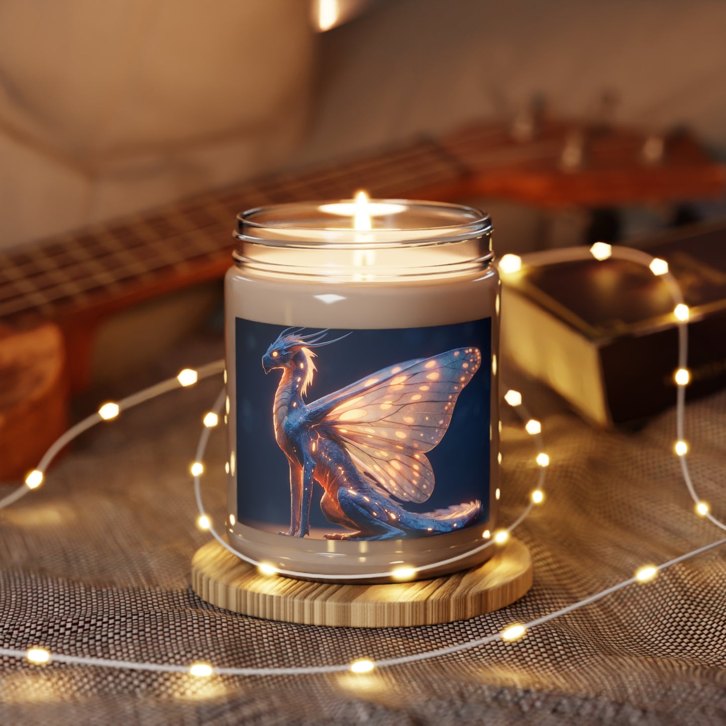 Luminescent Dragonfly Dragon Scented Soy Candles with White Lid, 9oz – Amber Glow Guardian