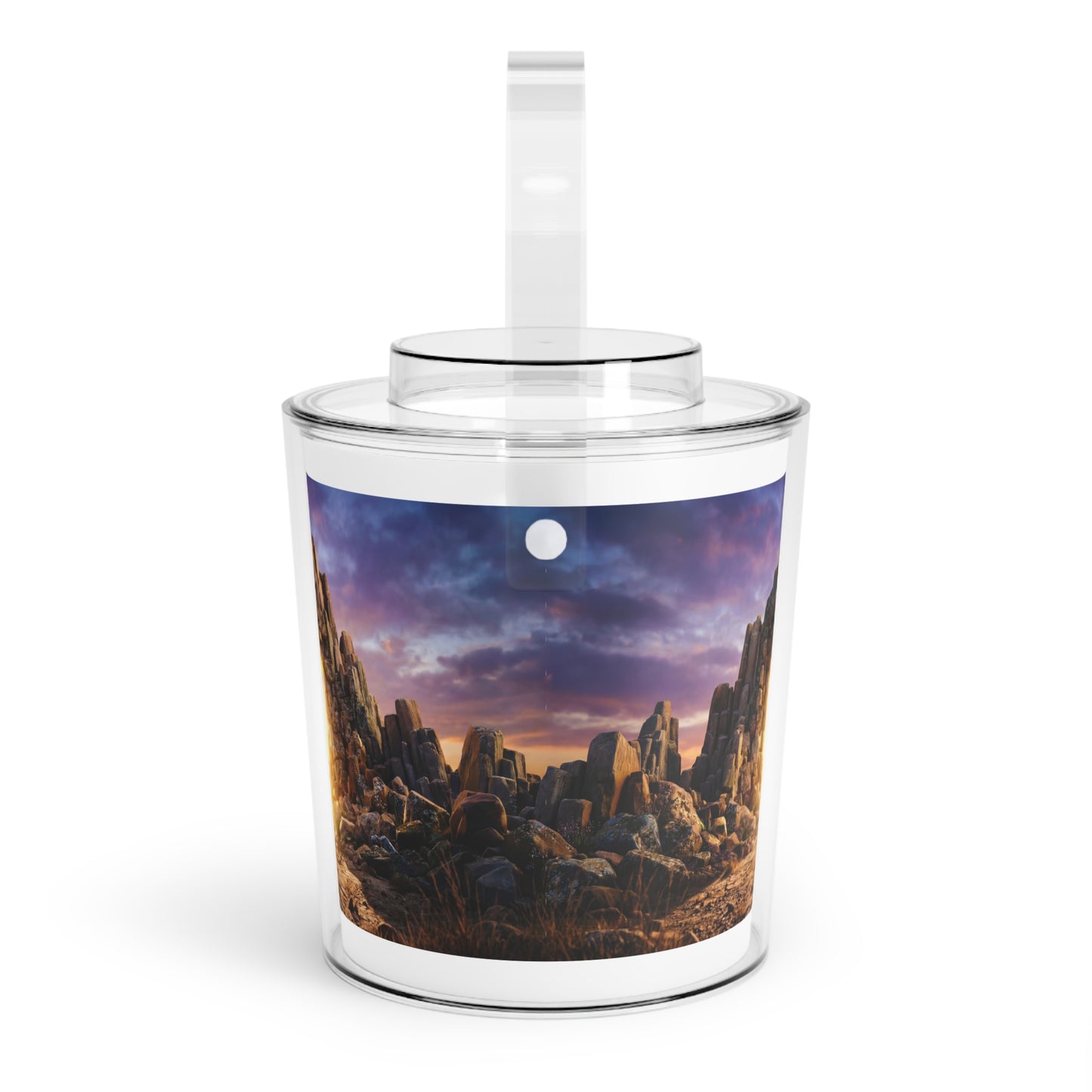 Celestial Stone Archway Ice Bucket with Tongs – Gateway to Golden Dawn