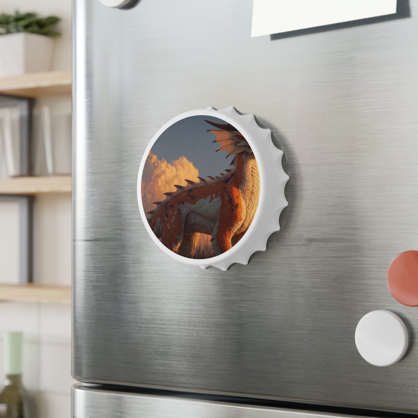 Sunset Dragon Bottle Opener – Warm Amber Skies and Quiet Vigilance