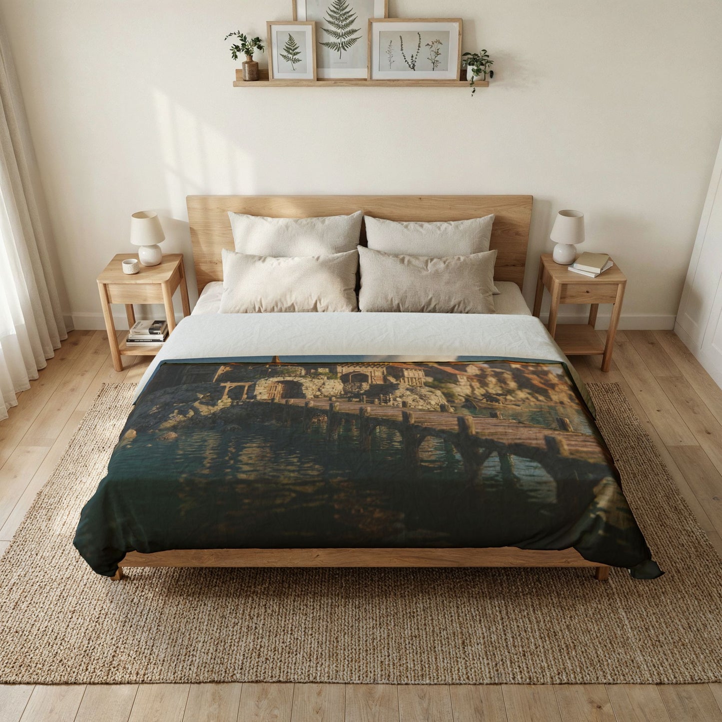 Cobblestone Harbor Cotton Duvet Cover – Timbered Island Morning