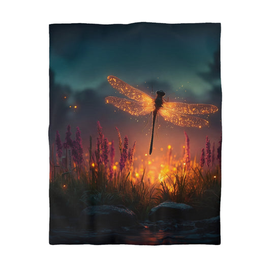 Firefly Dragonfly Microfiber Duvet Cover – Twilight Meadow Dreamscape
