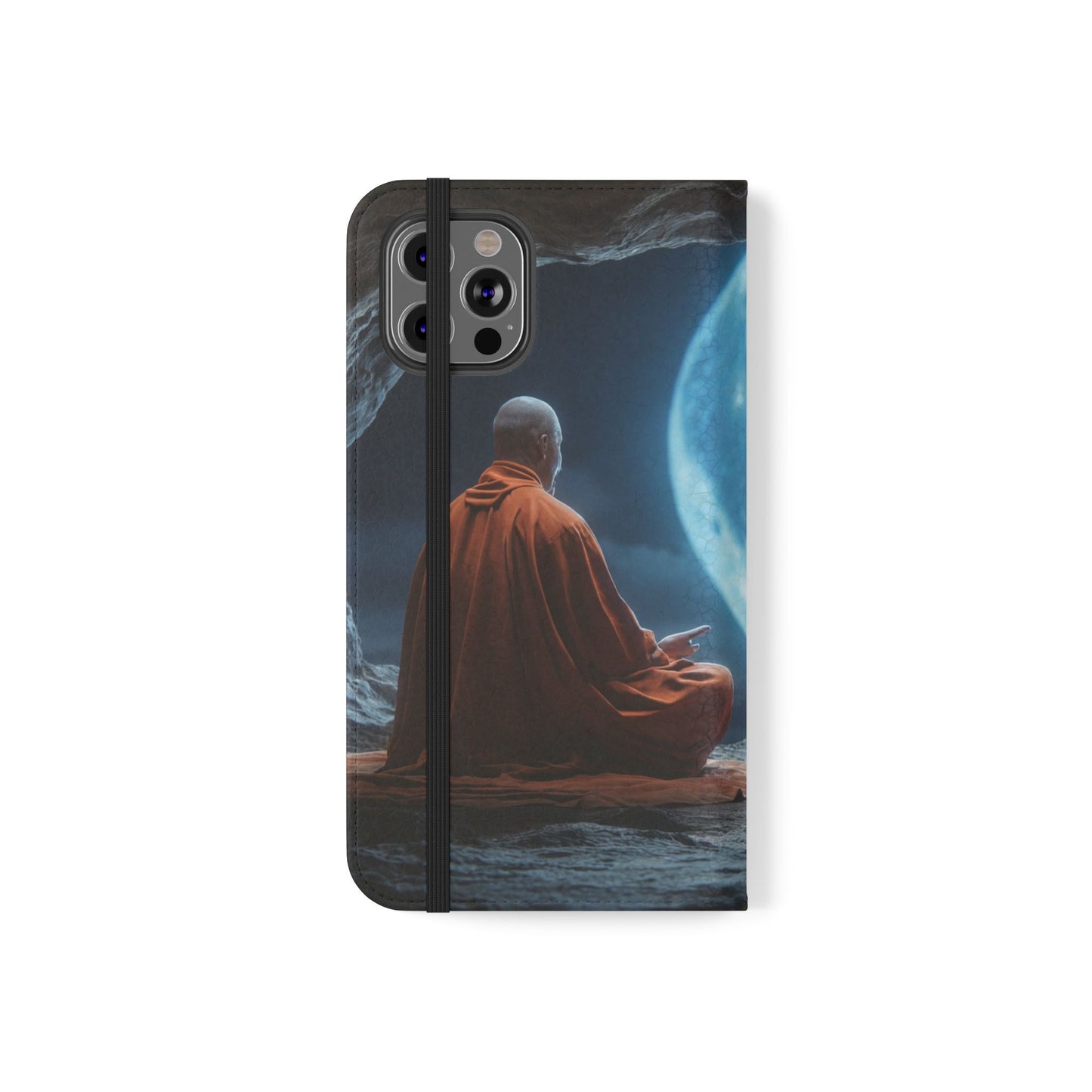 Lunar Meditation Flip Cases – Serene Monk Under Moonlight