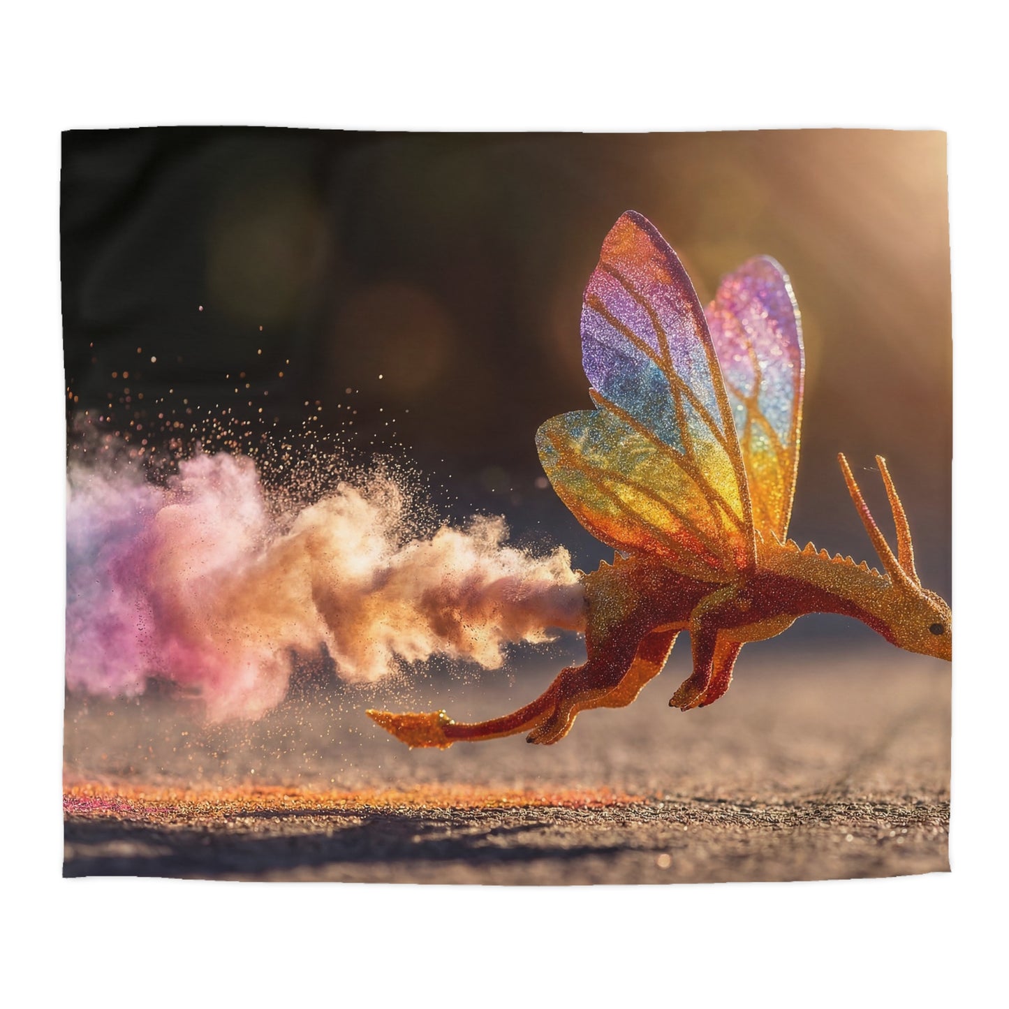 Glitter Dragon Microfiber Duvet Cover – Sunset Powder Trail Dreamscape
