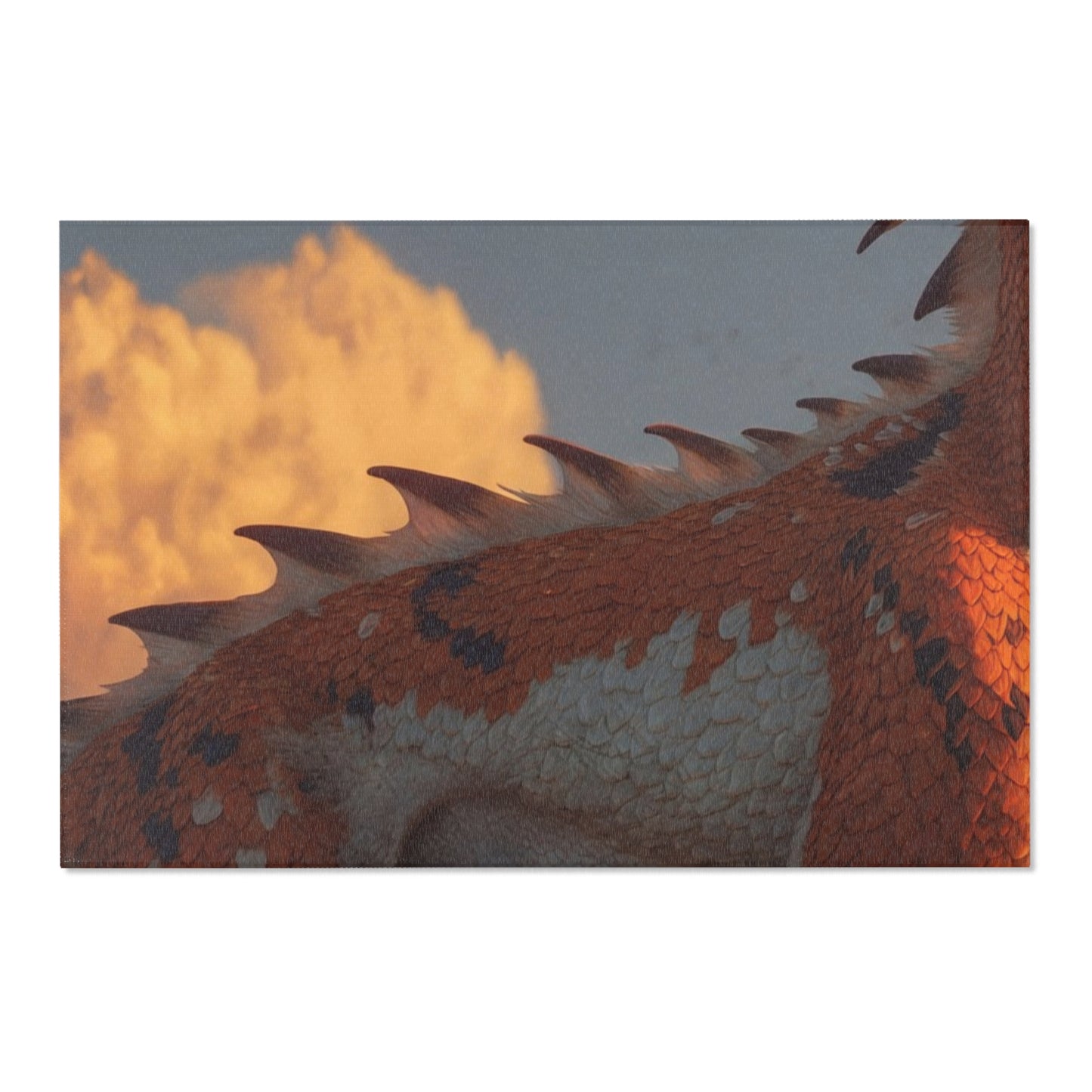 Sunset Sentinel Dragon Area Rug – Warm Ember Skies and Grasses