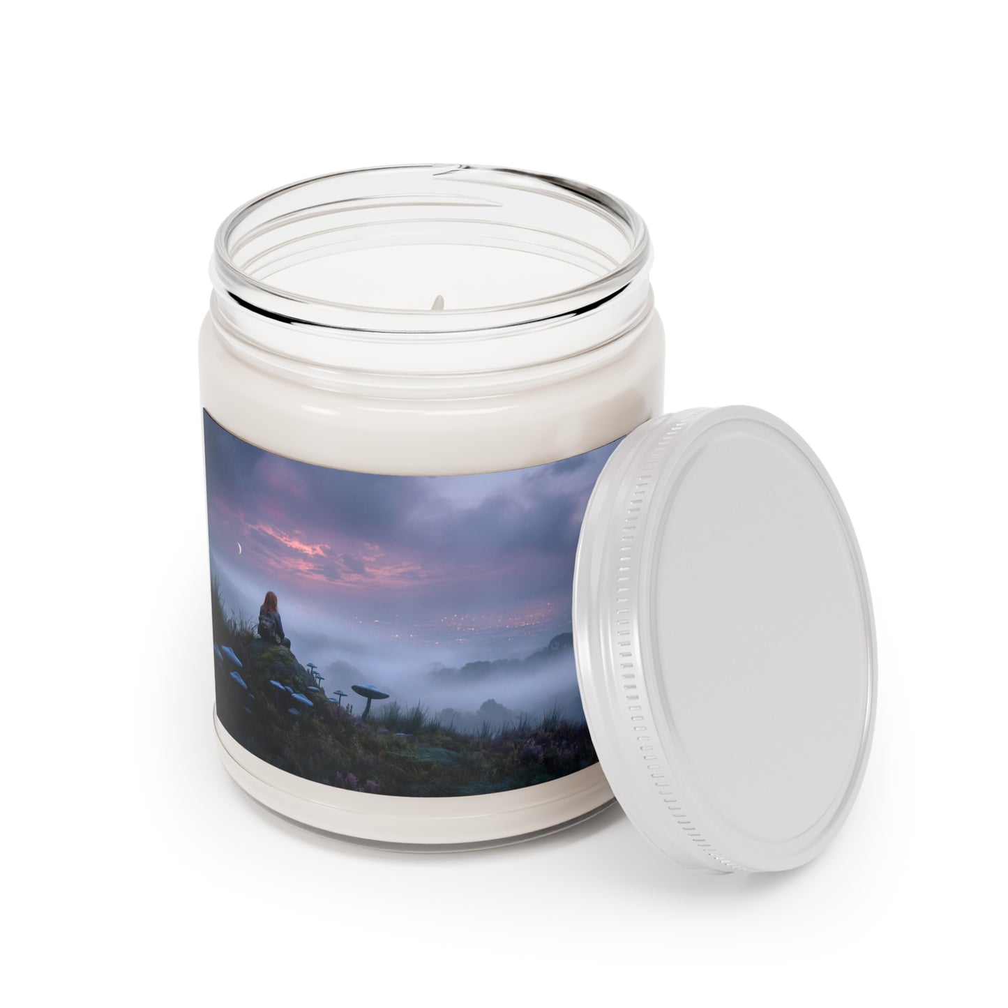 Moonlit Mycelium Scented Soy Candles with White Lid, 9oz – Whispering Ridge Solitude