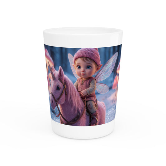 Pink Unicorn Forest Shot Glass – Tiny Knight on a Snowy Ride