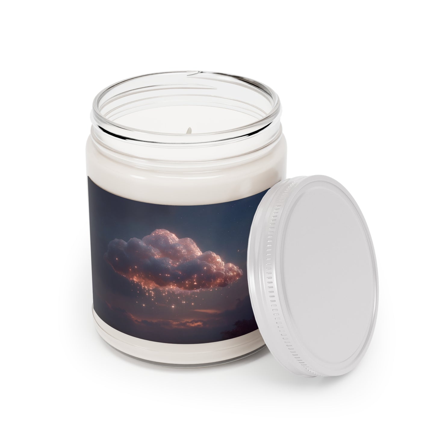 Celestial Vortex Scented Soy Candles with White Lid, 9oz – Indigo Cloud Dreamscape