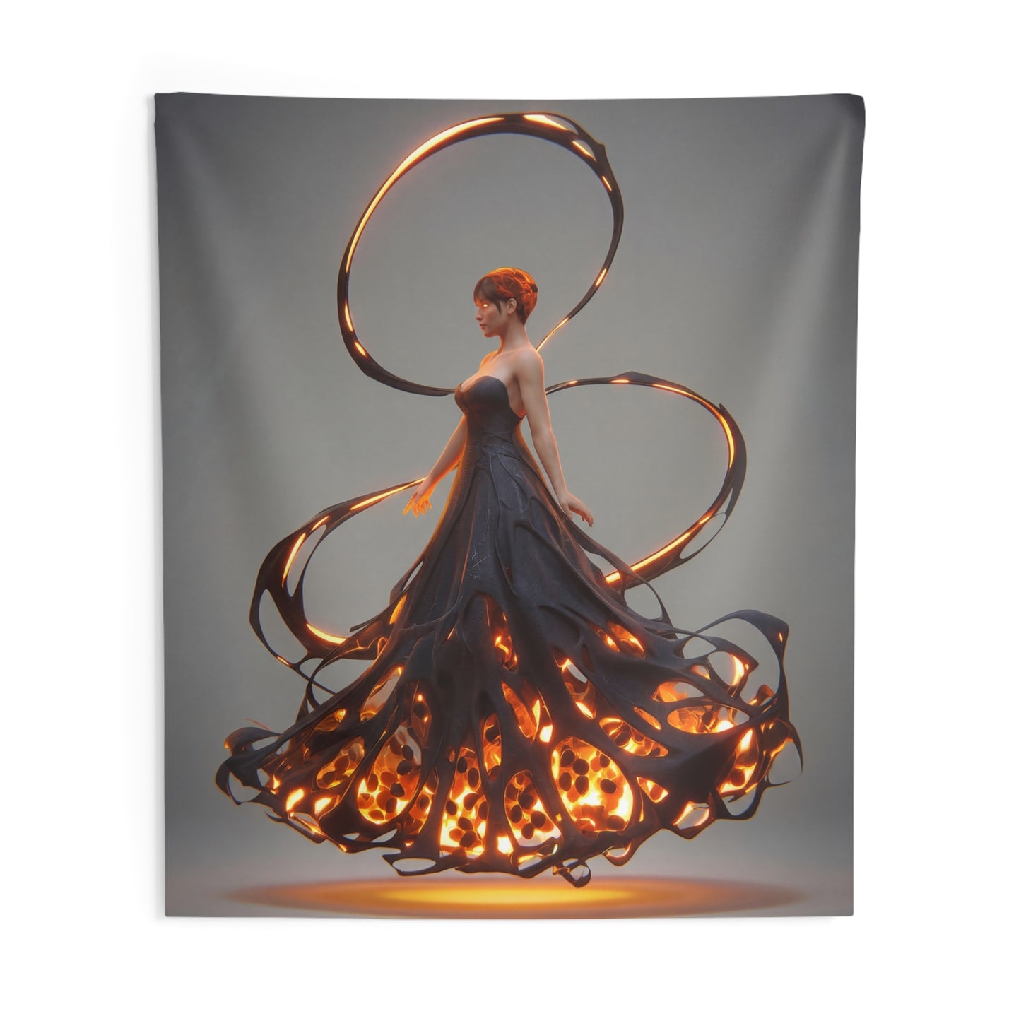 Luminescent Veil Woman Indoor Wall Tapestries – Floating Aura Dreamscape