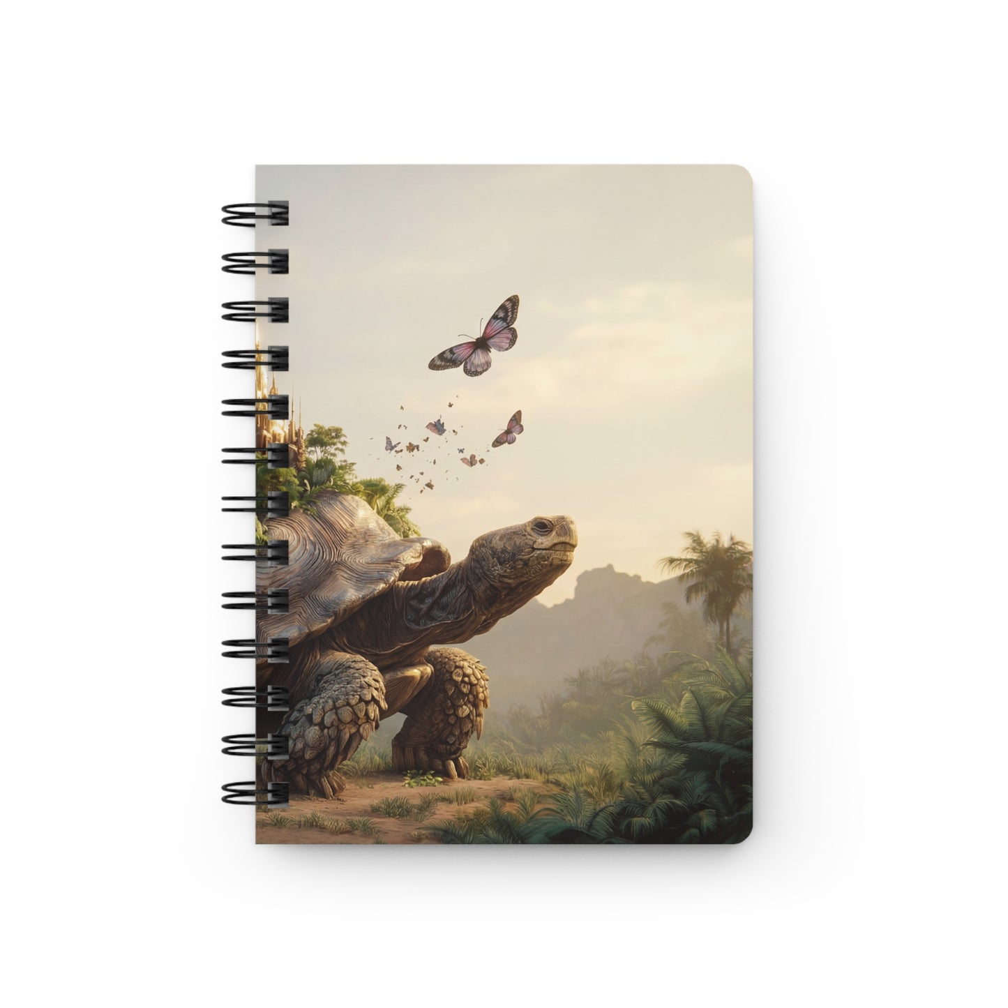 Ancient Turtle Castle Spiral Bound Journal – Golden Spire on Mossy Back