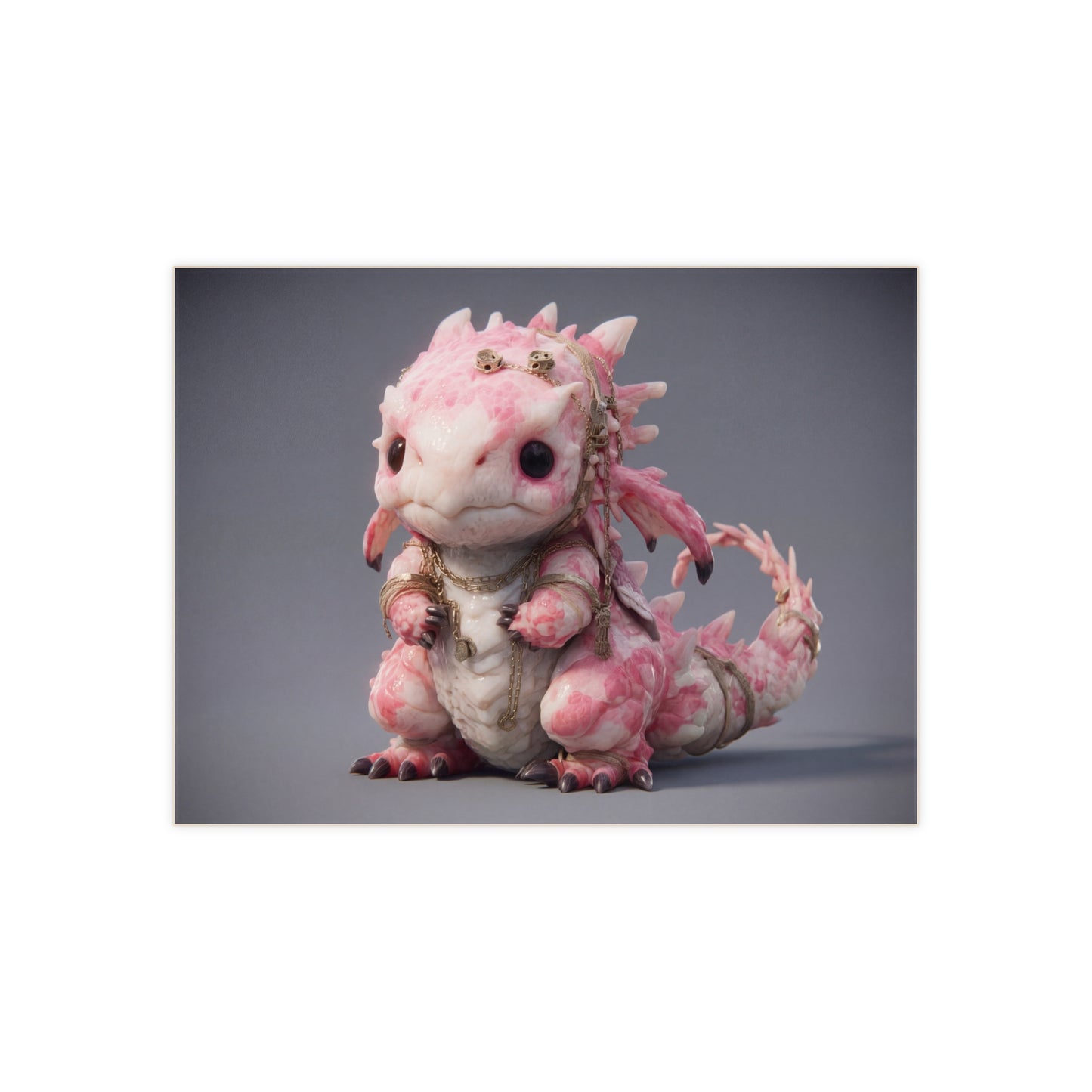 Pink Petal Dragon Ceramic Photo Tile – Regal Guardian of Soft Twilight