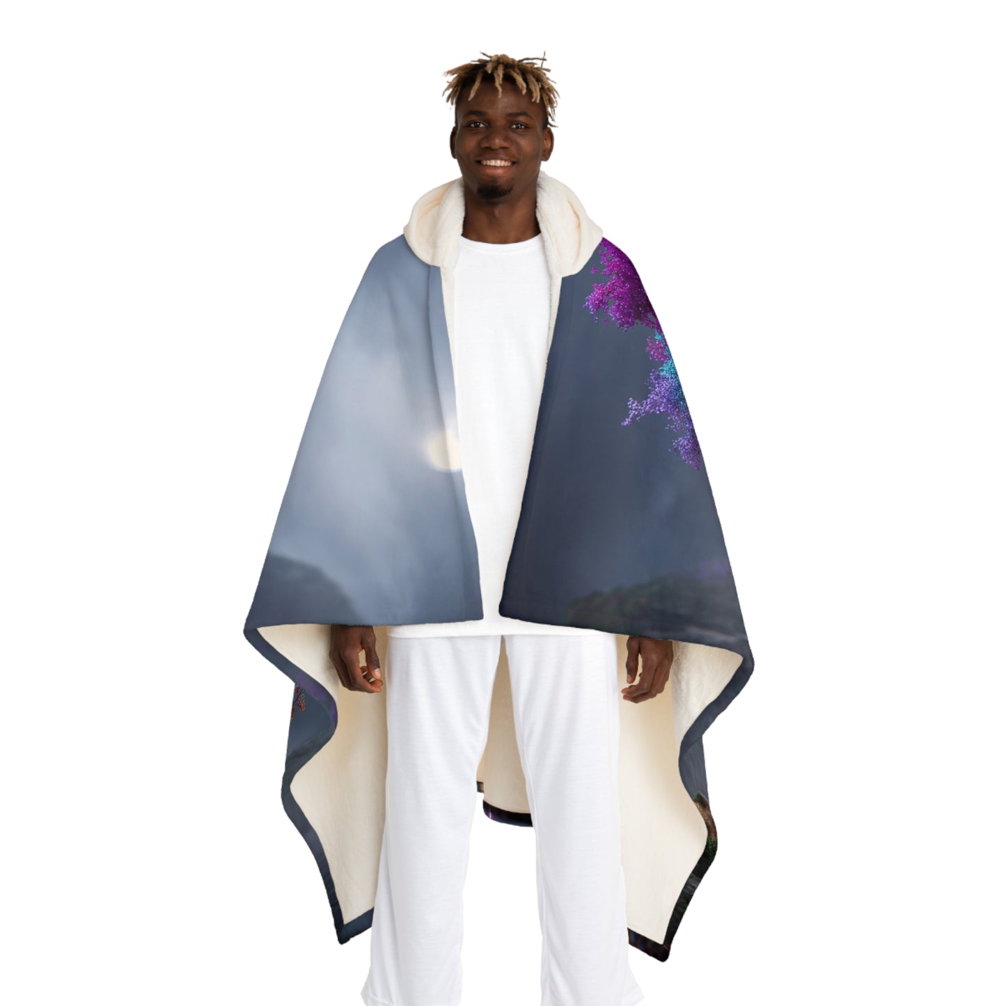 Rainbow Canopy Hooded Sherpa Fleece Blanket – Twilight Lantern Grove