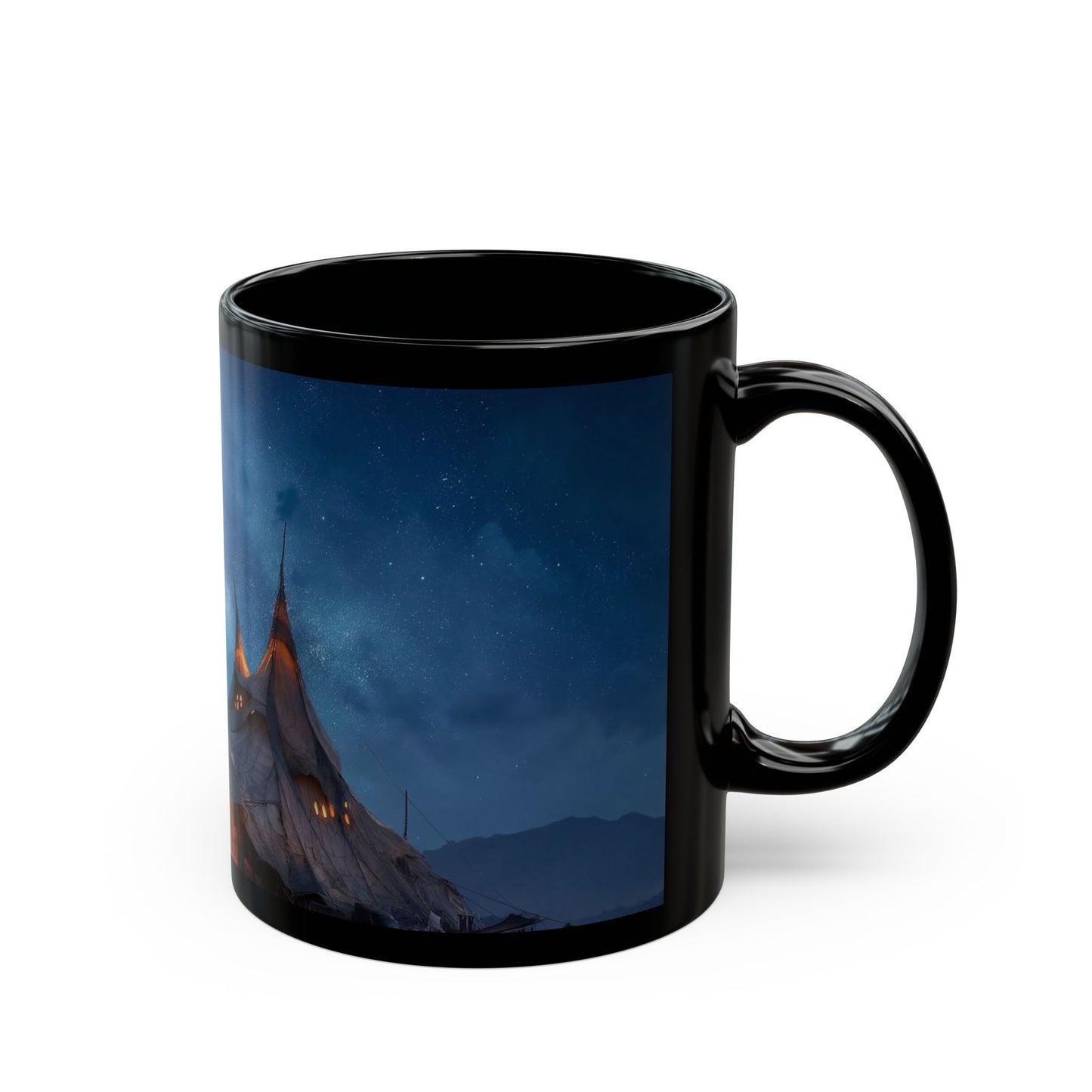 Starlit Nomad Tent Mug – Milky Way Over Desert Campfire