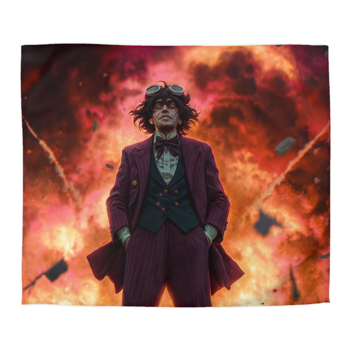 Explosive Goggles Man Microfiber Duvet Cover – Crimson Sky Aftermath