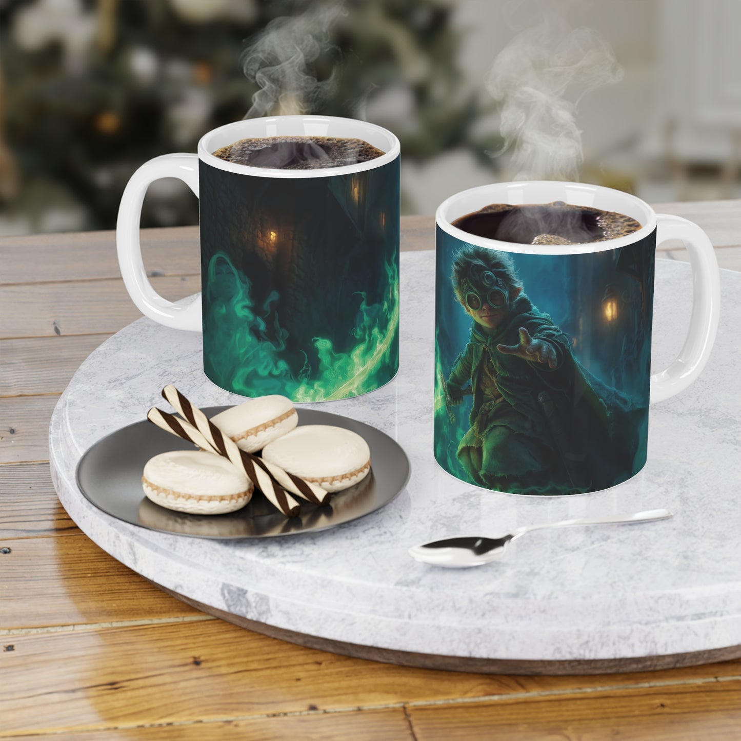 Green Flame Swordbearer Ceramic Mugs (11oz\15oz\20oz) – Midnight Alley Guardian