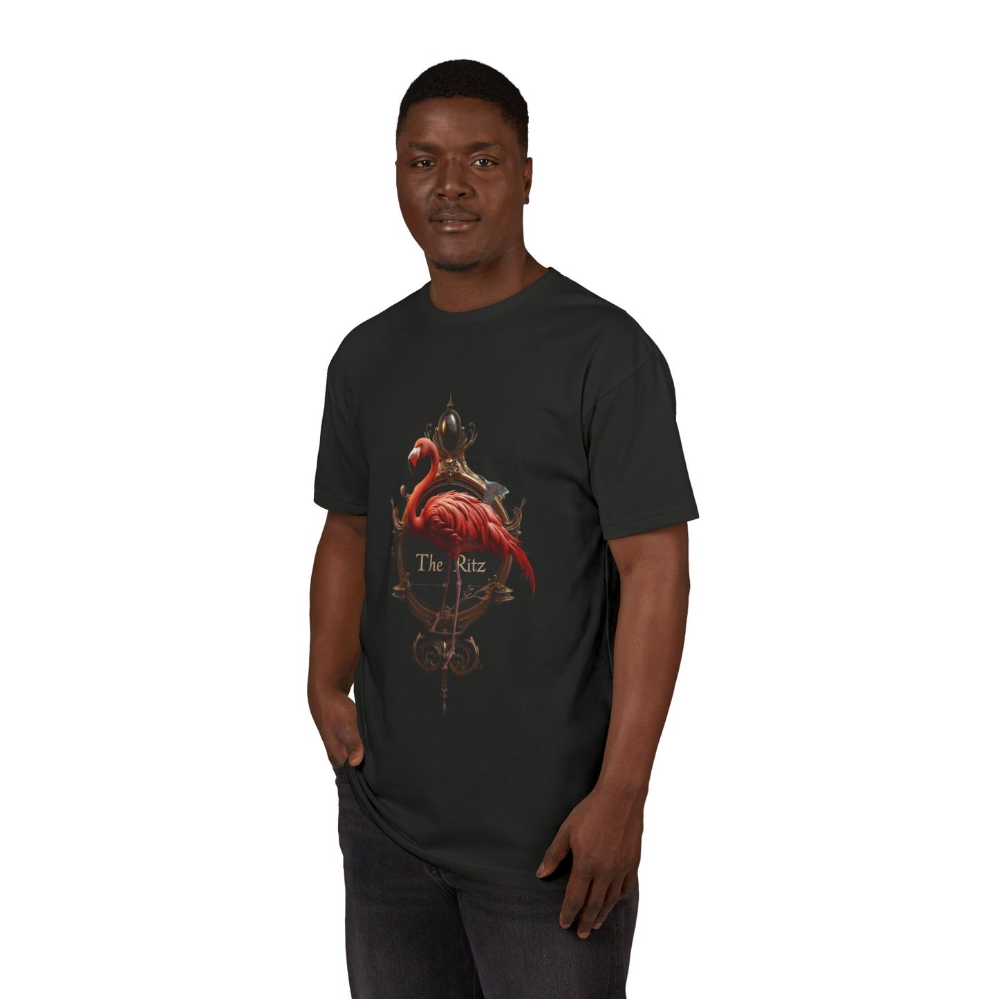 Velvet Flamingo Clock T-Shirt – Antique Ritz Signage Graphic