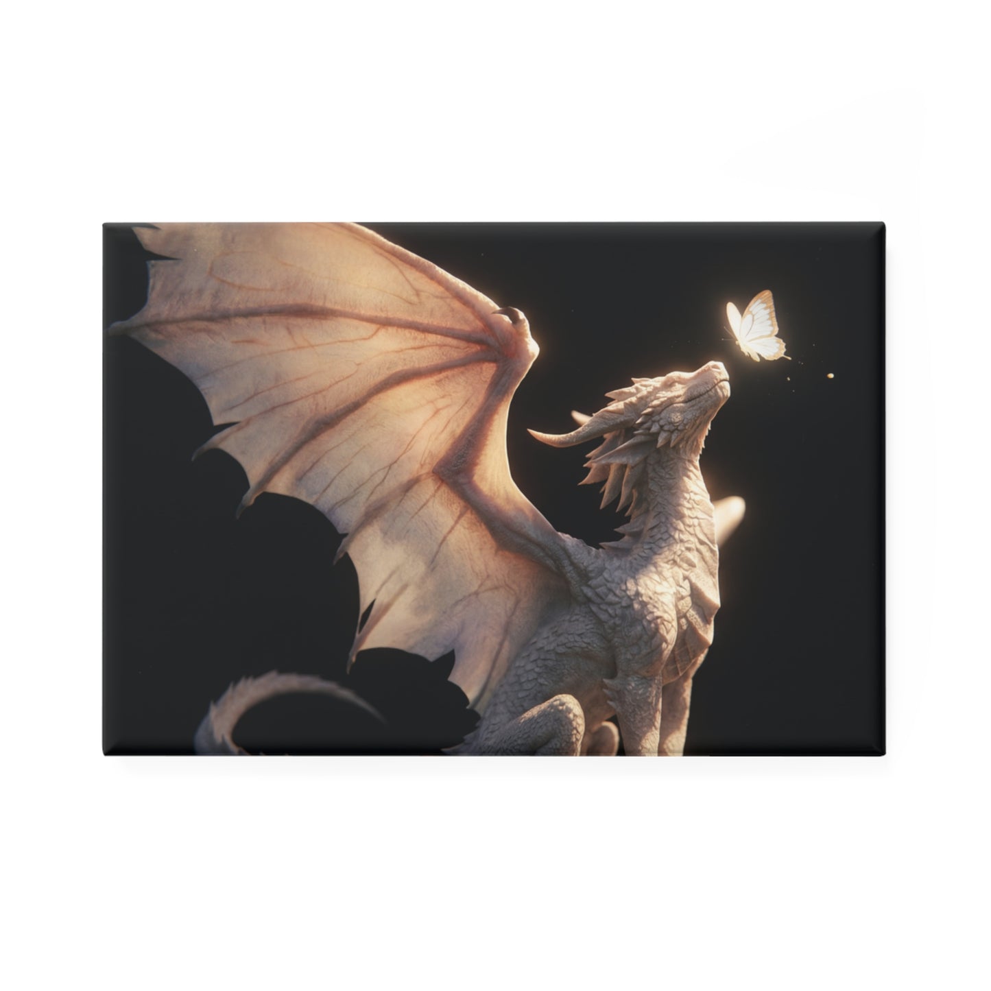 Gentle Dragon and Butterfly Button Magnet, Rectangle (1 & 10 pcs) – Whisper of Twilight Serenity