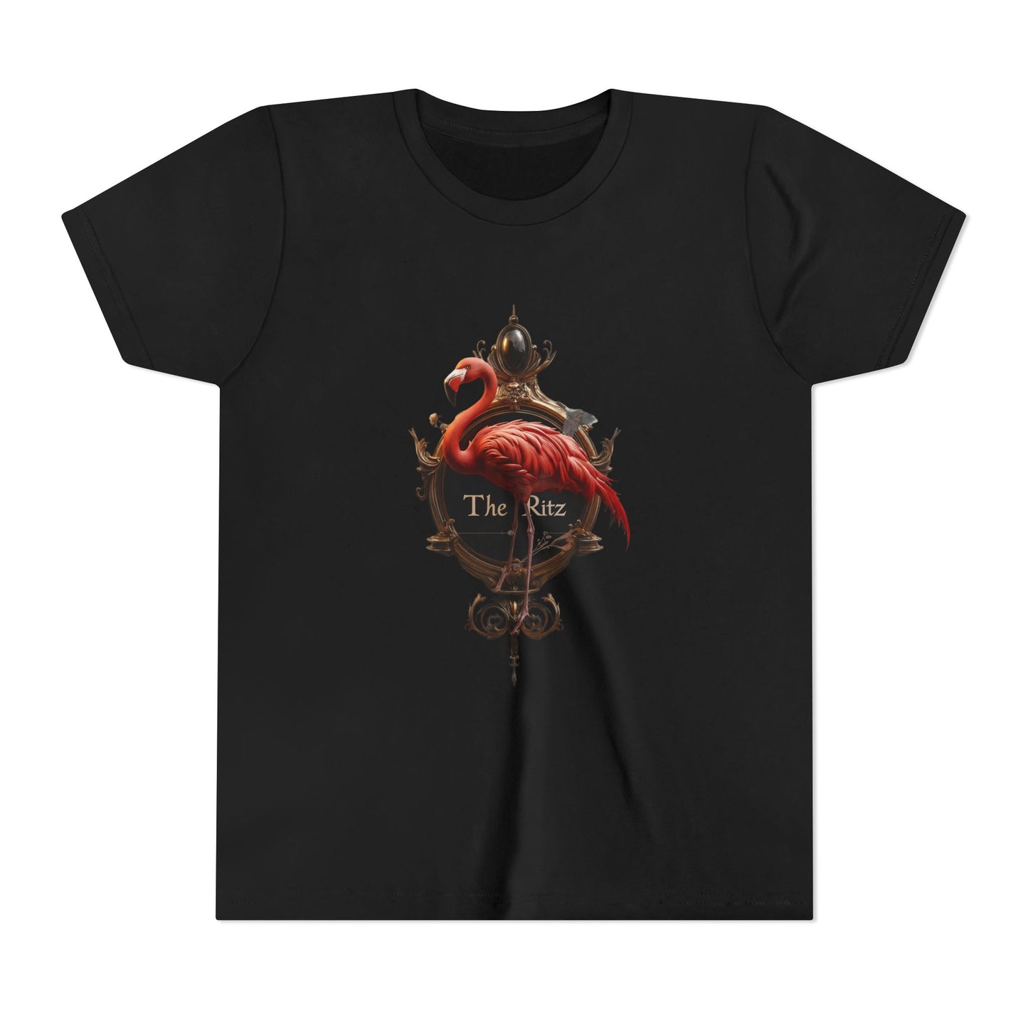 Ornate Frame Flamingo Youth Short Sleeve Tee – Gilded Ritz Garden Emblem