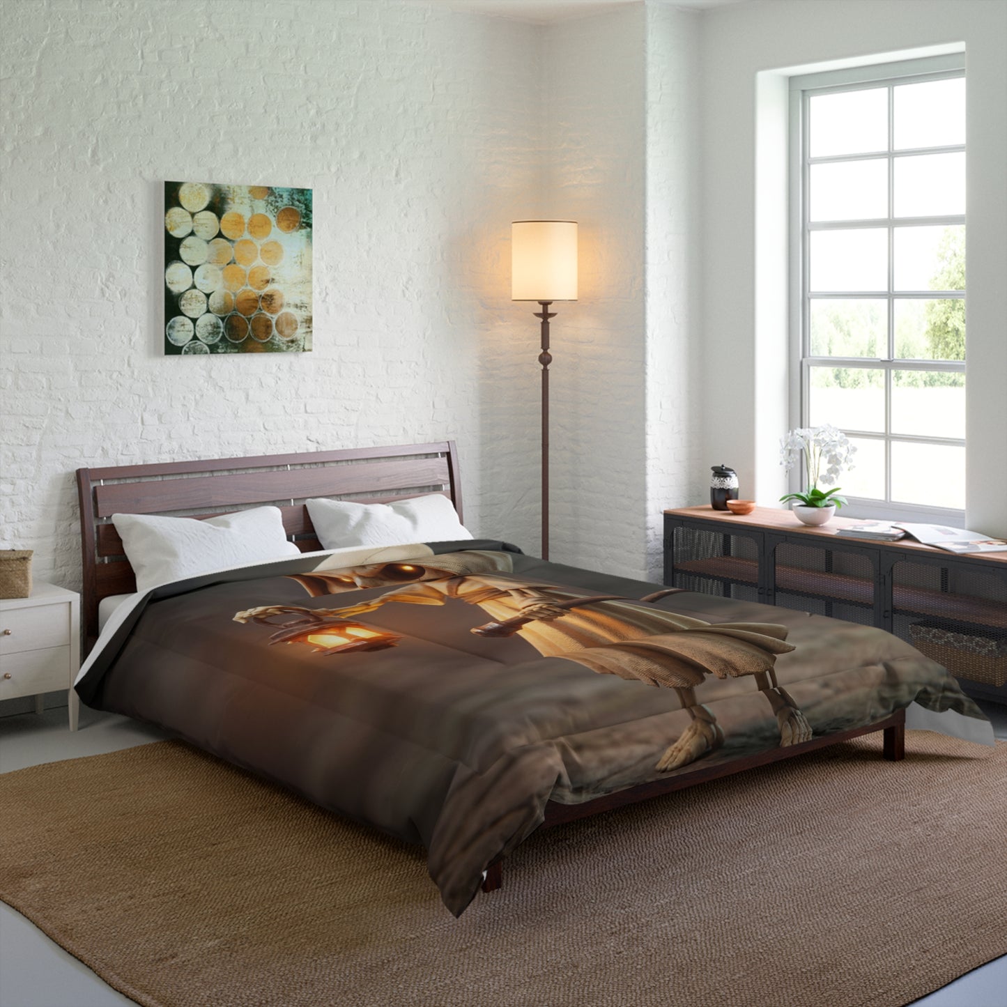 Lantern-Bearing Reaper Comforter – Warm Glow in the Shadowed Hour