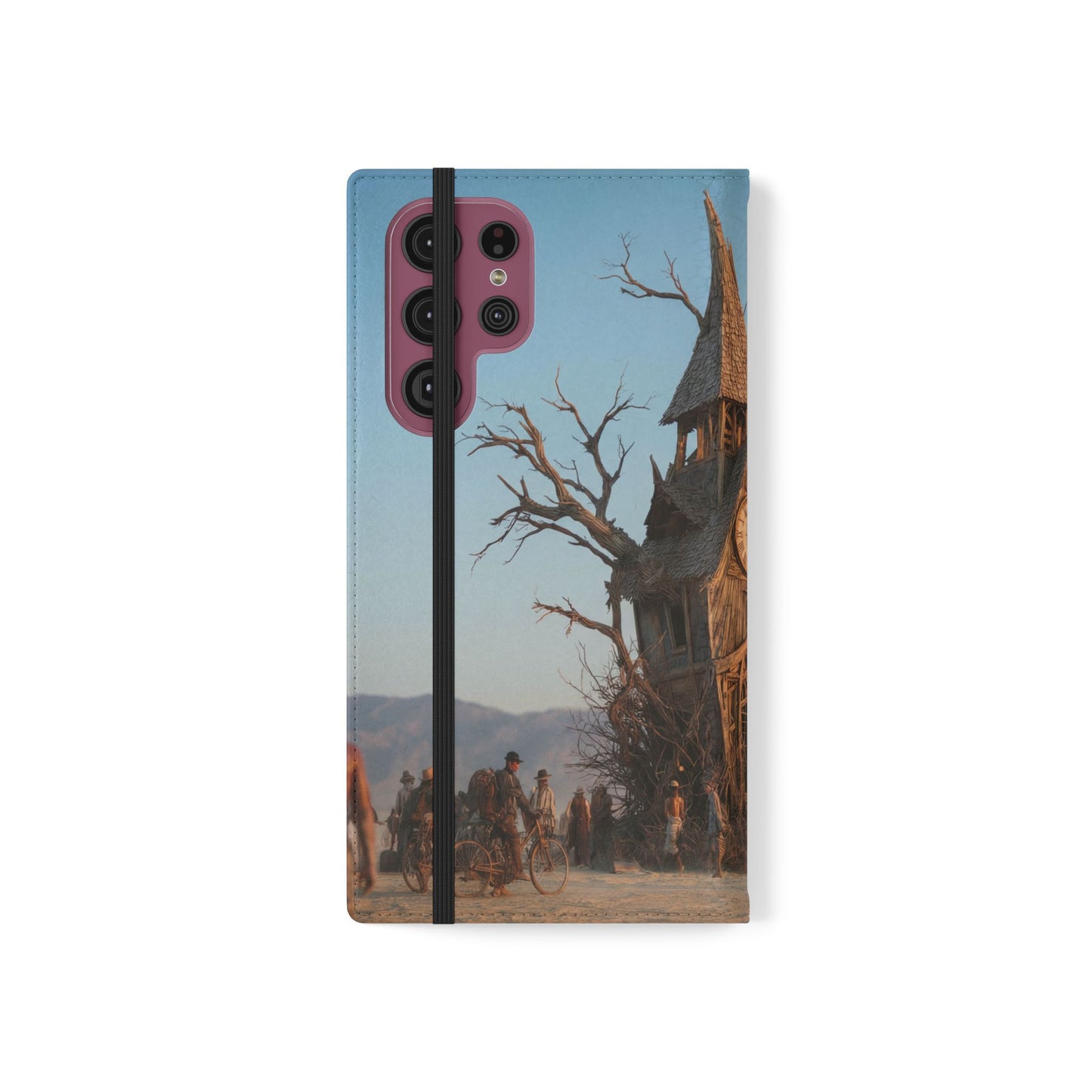 Clocktower Wanderers Flip Cases – Dusty Desert Sentinel Scene