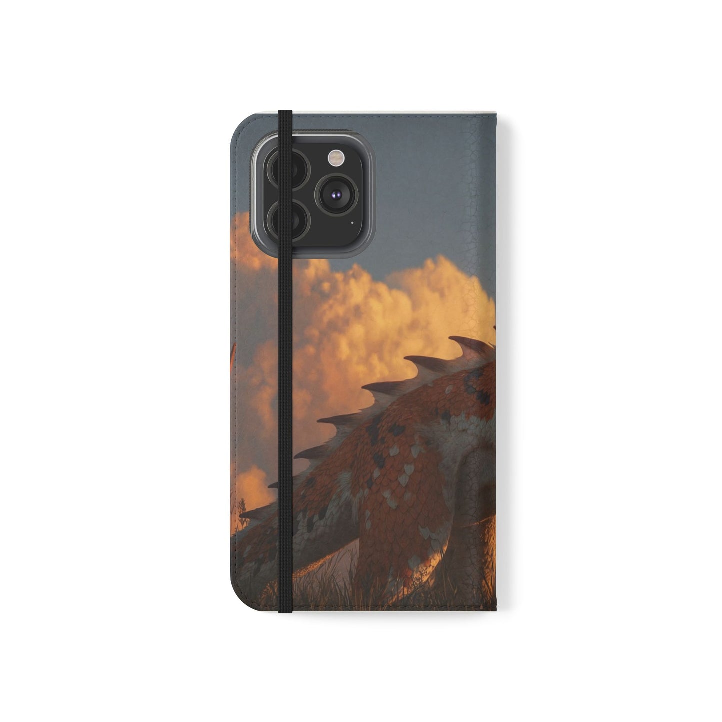 Gilded Dragon Flip Cases – Amber Sunset Guardian