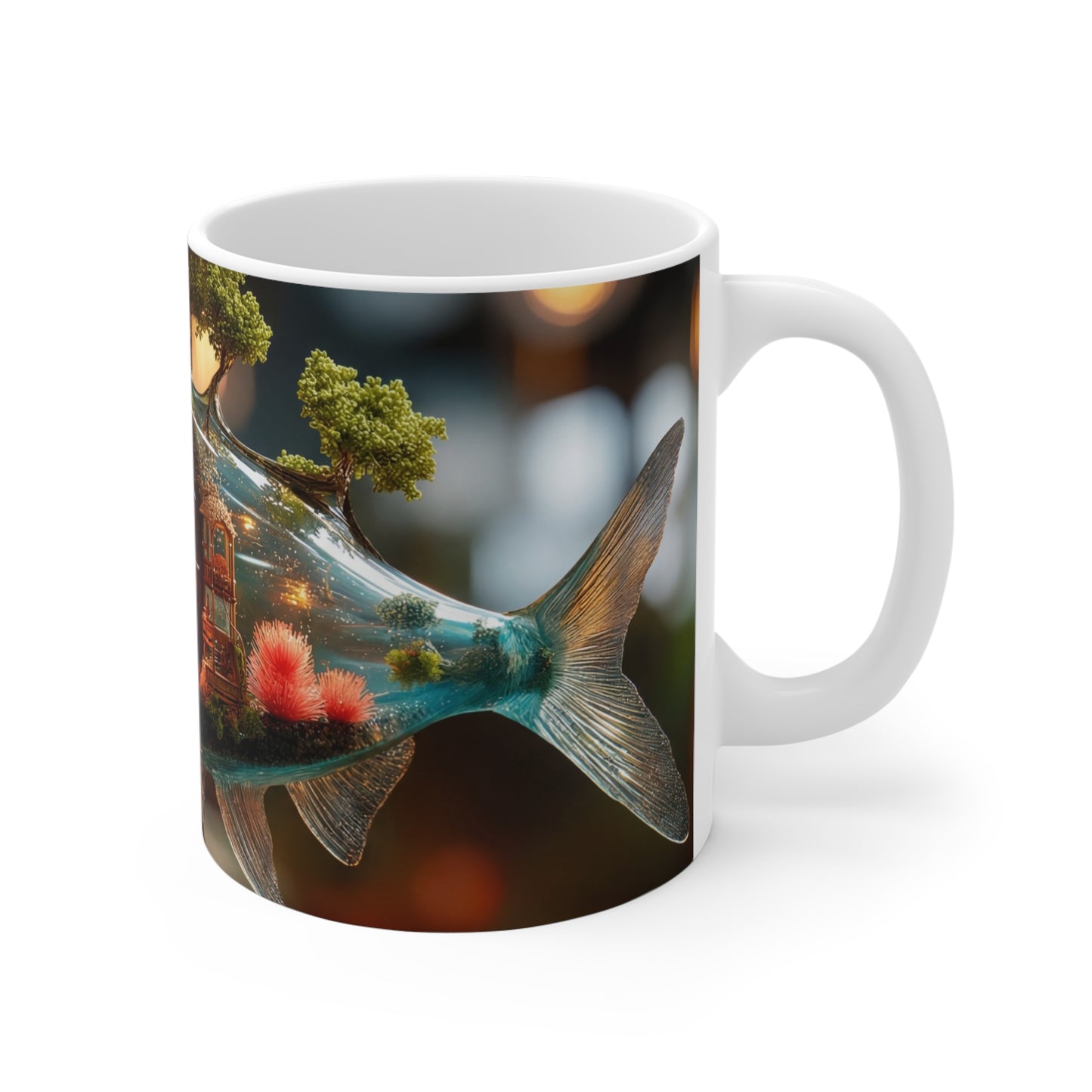 Forest Within Fish Ceramic Mugs (11oz\15oz\20oz) – Bioluminescent Sanctuary
