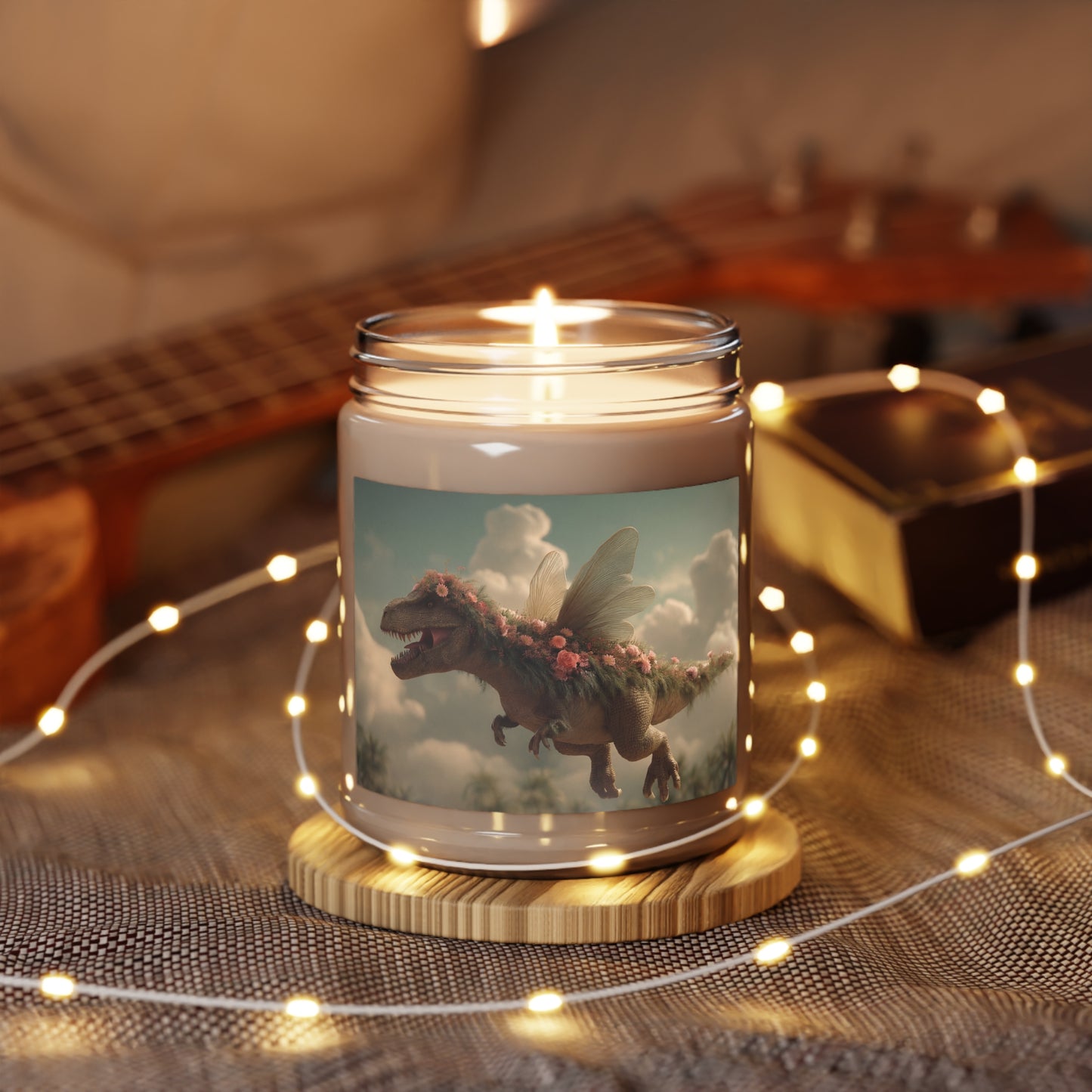 Floral Winged Dinosaur Scented Soy Candles with White Lid, 9oz – Skyborne Garden Guardian