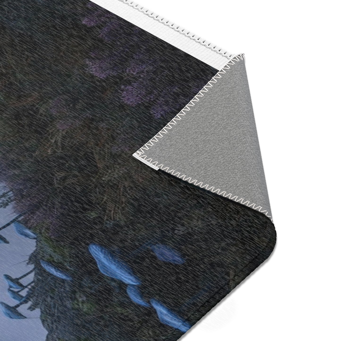 Moonlit Sentinel Area Rugs – Crimson Sky Over Misty Peaks