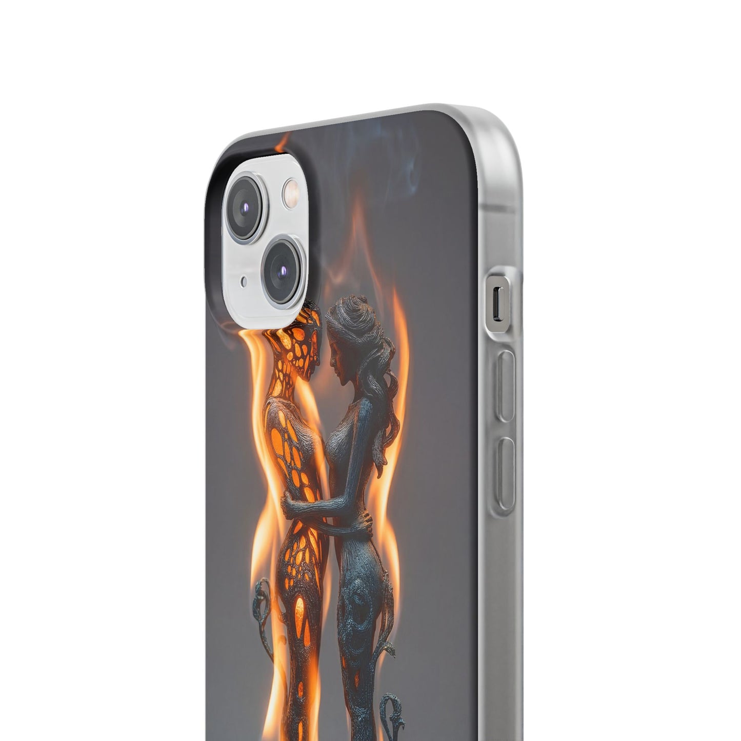 Flame-Embraced Lovers Flexi Cases – Intimate Glow Within the Fire