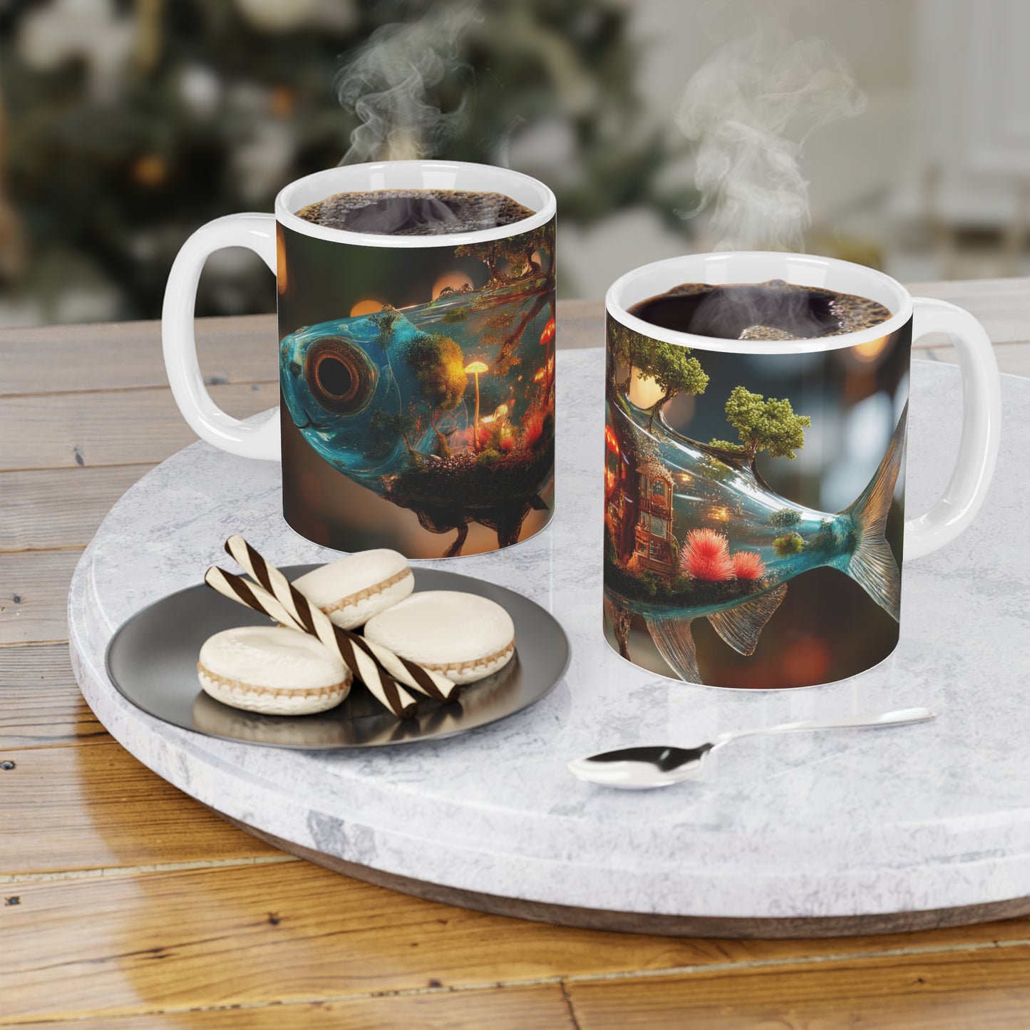 Forest Within Fish Ceramic Mugs (11oz\15oz\20oz) – Bioluminescent Sanctuary
