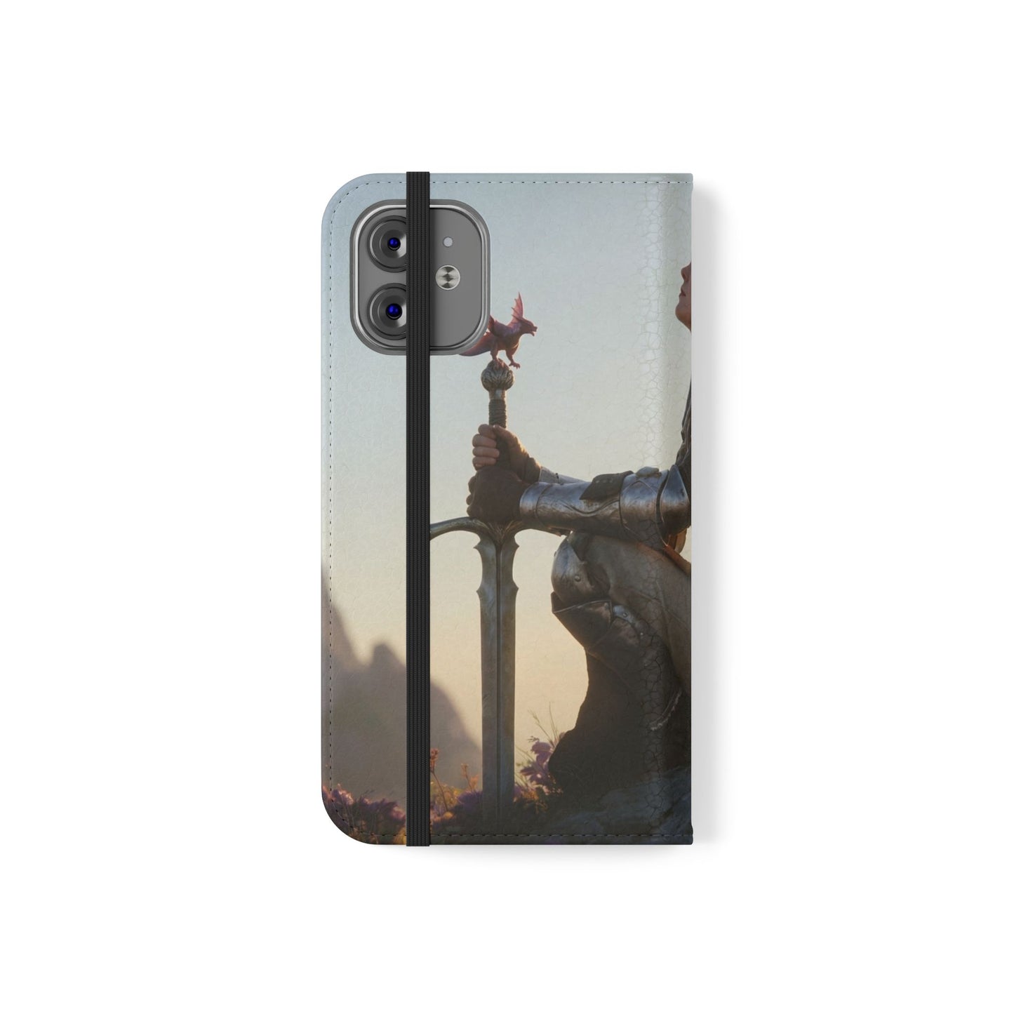 Dragon Knight Flip Cases – Sunlit Sentinel with Mini Drake and Sword