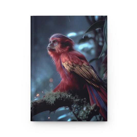 Crimson Forest Monkey Hardcover Journal Matte – Twilight Watcher in Mossy Canopy