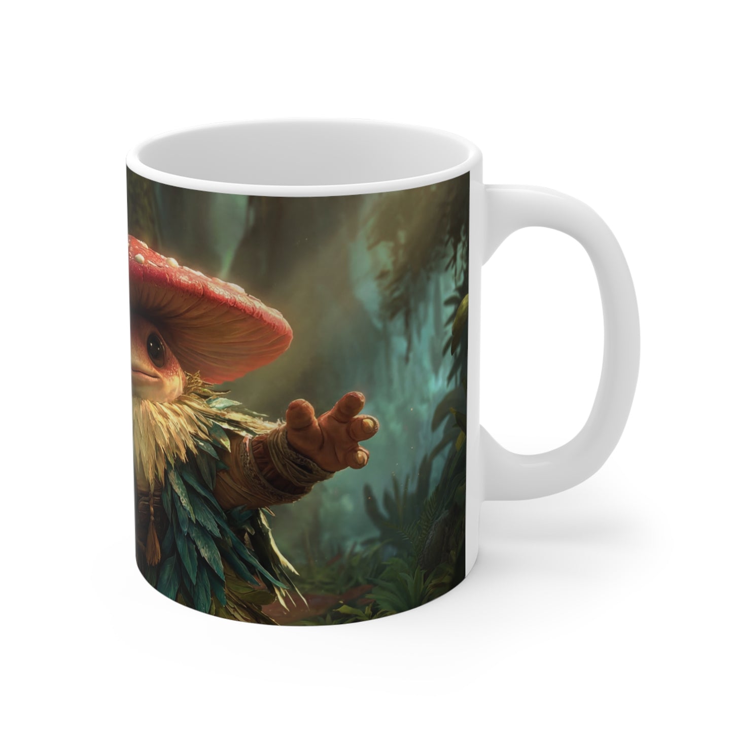 Forest Guardian Mushroom Warrior Ceramic Mugs (11oz\15oz\20oz) – Sunlit Canopy Embrace