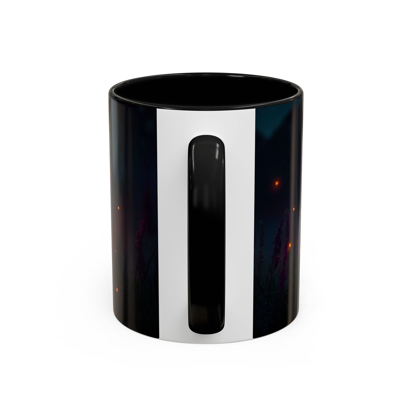 Firefly Dragonfly Accent Coffee Mug (11, 15oz) – Twilight Luminescence Over Meadow