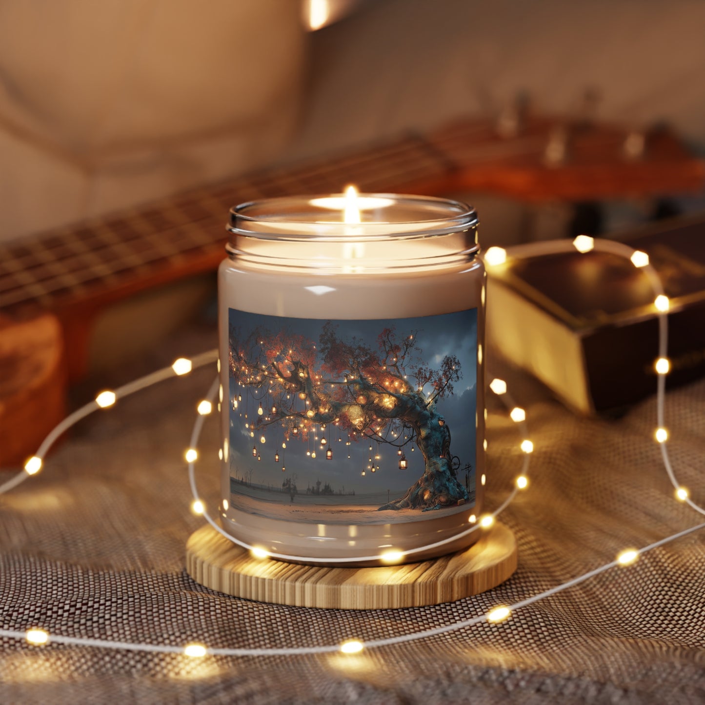 Luminous Wishing Tree Scented Soy Candles with White Lid, 9oz – Desert Oasis of Warm Light
