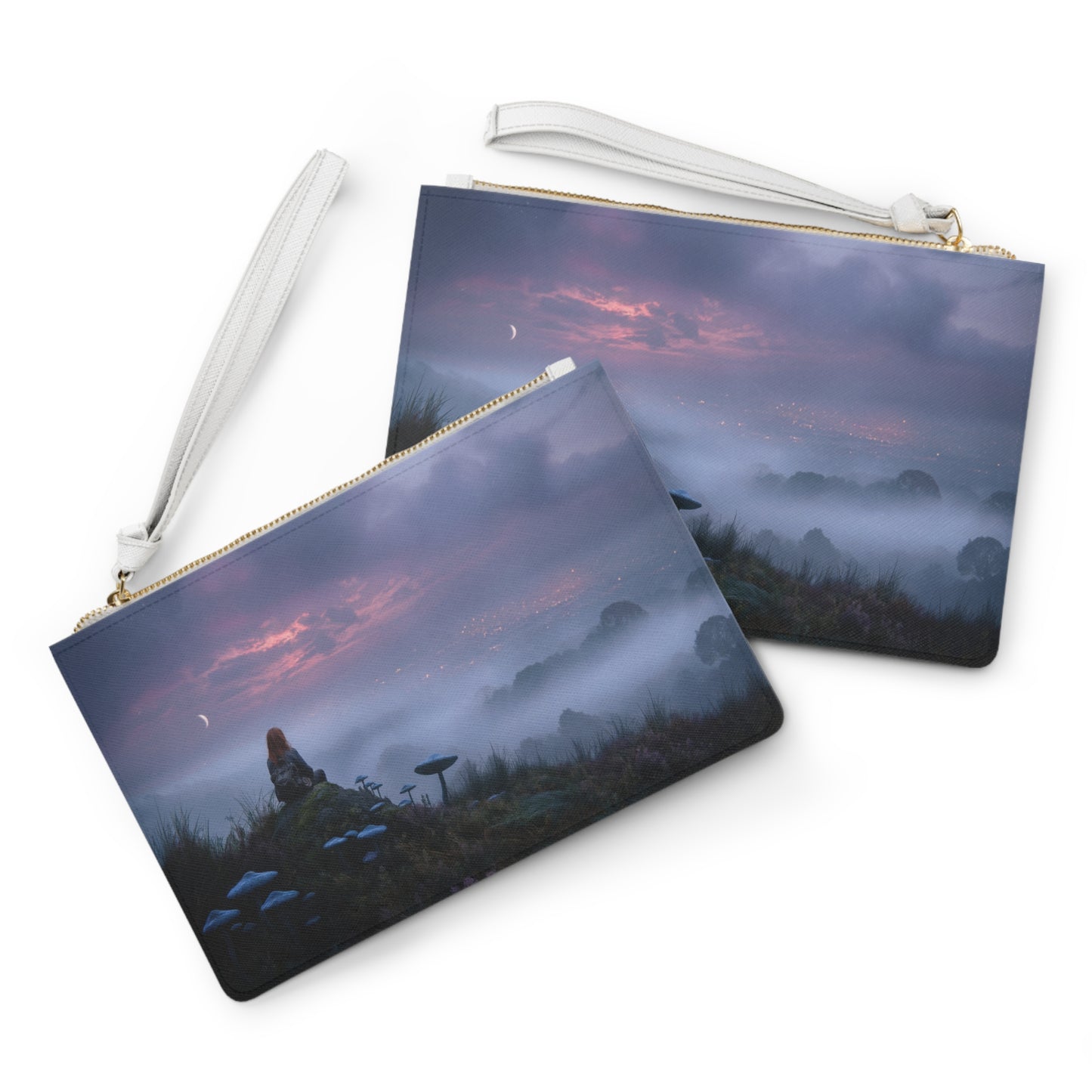 Twilight Mycophile Clutch Bag – Moonlit Fungi Vista