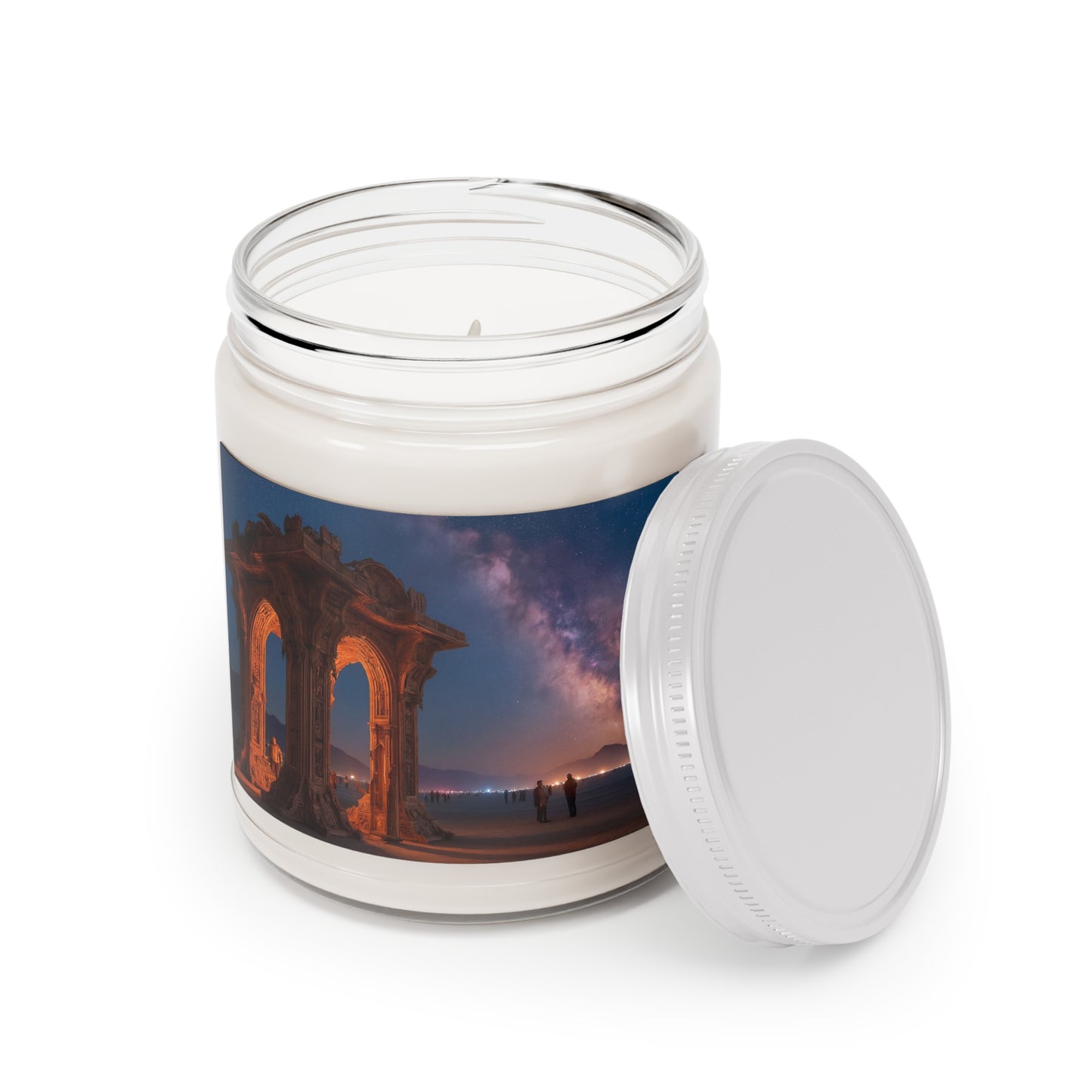 Celestial Gateway Scented Soy Candles with White Lid, 9oz – Warm Light Under the Milky Way