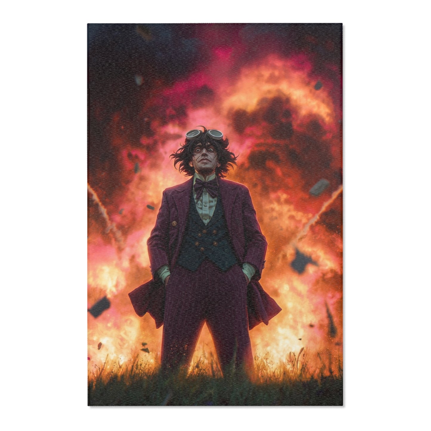 Crimson Explosion Rug – Mad Scientist’s Fiery Stand