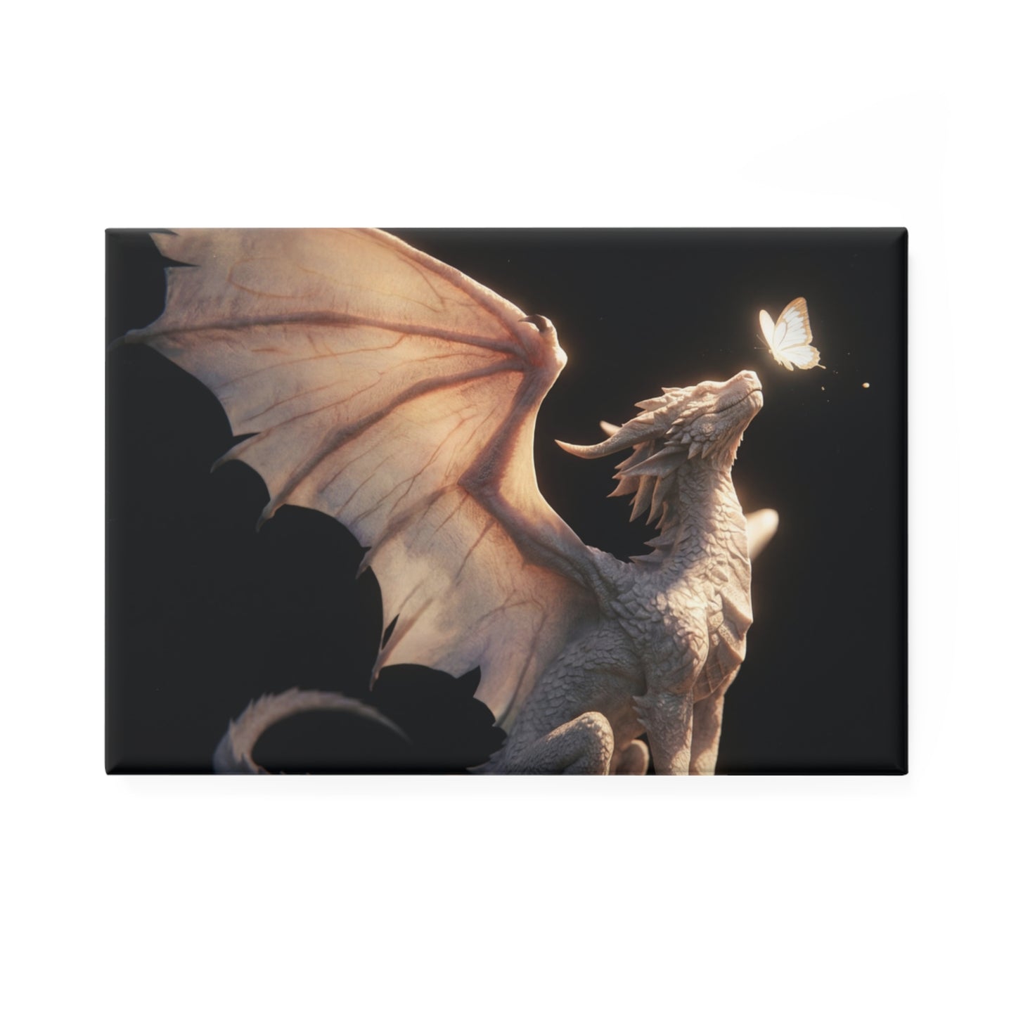 Gentle Dragon & Butterfly Button Magnet, Rectangle (1 & 10 pcs) – Whispering Light Encounter