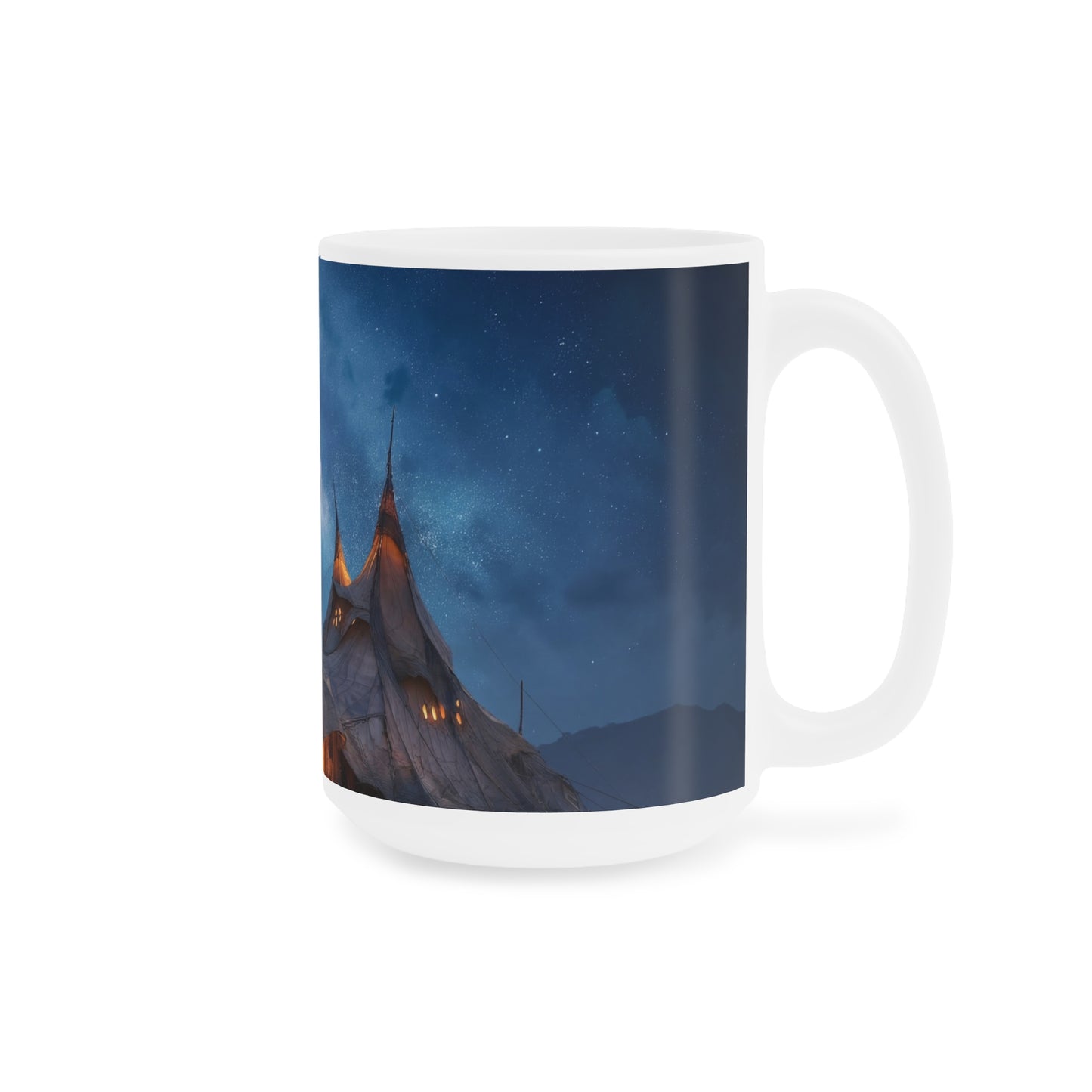 Starlit Nomad Tent Ceramic Mugs (11oz\15oz\20oz) – Milky Way Over Desert Hearth